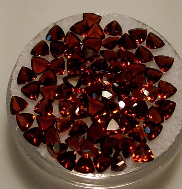 Wholesale Natural Genuine African Garnet Loose Stones - 4mm to 8mm Trillion Cut, VVS Eye Clean - January Birthstone for Jewelry Making, Engagement Rings & Healing Crystals