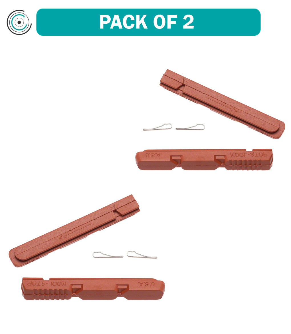 2 Pack Kool Stop V2 Linear Pull V Brake Pads - Premium Salmon Compound Replacement Inserts for Bicycles | Ideal for Mountain Bikes, Road Bikes & Commuter Bikes in Wet & Dry Conditions