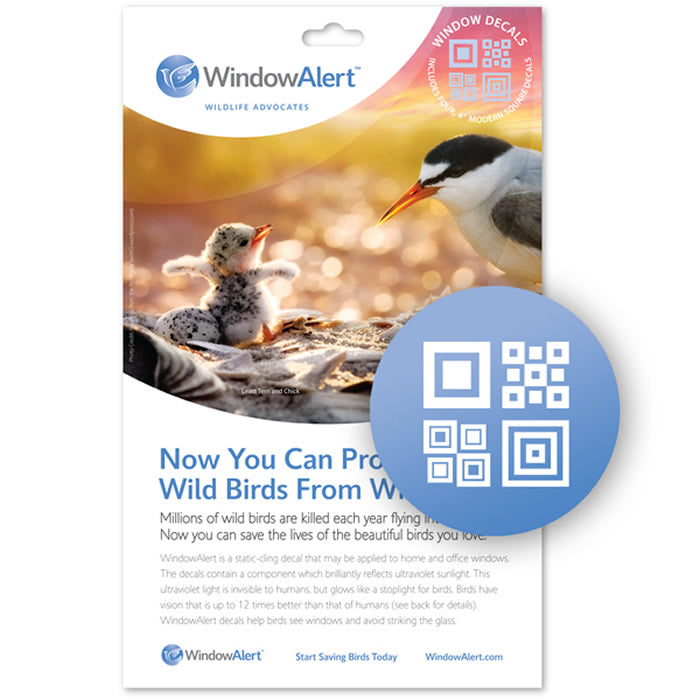 Modern Window Alert Decals - High Visibility Bird Deterrent Window Stickers for Home & Office - Prevent Bird Collisions with UV Reflective Decals (Set of 6)