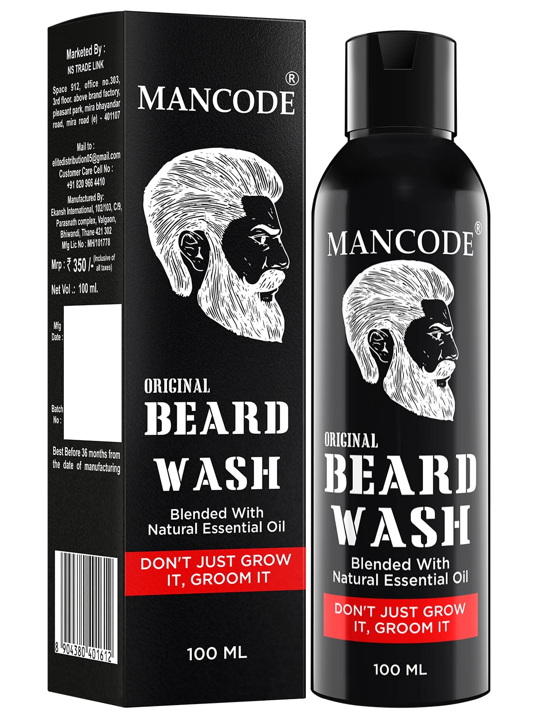 Mancode Original Beard Wash for Men - Deep Cleansing Beard & Mustache Shampoo with Jojoba & Almond Oil - Anti Itch & Beardruff Treatment - Paraben & Sulfate Free - 100ml (Pack of 1) - Perfect for Daily Beard Care & Grooming Routine