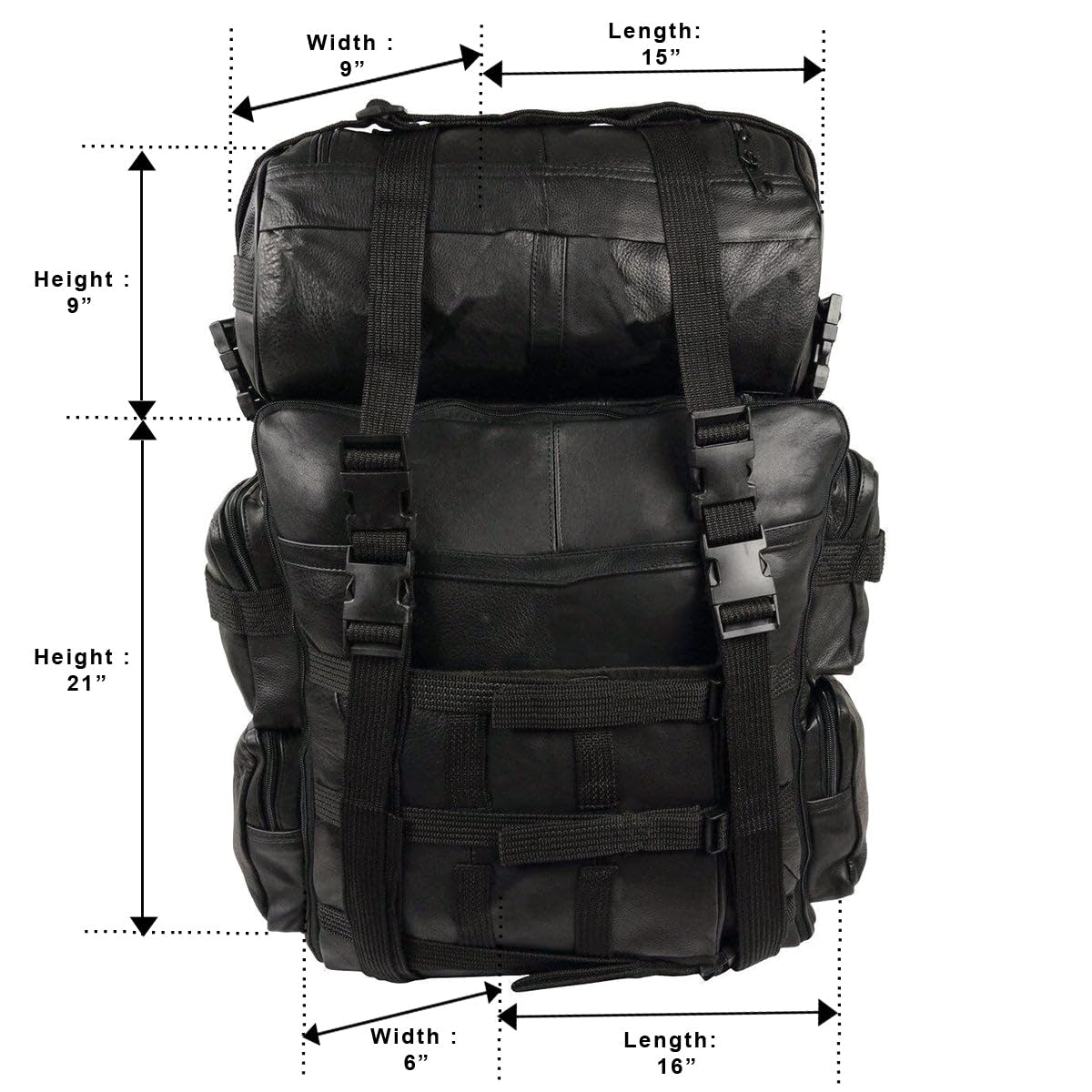 Expandable Black Leather Motorcycle Sissy Bar Bag - Waterproof & Weather Resistant Luggage with Secure Mounting Straps & Multiple Storage Pockets - Perfect for Harley, Cruiser & Touring Bikes (Ideal for Road Trips & Daily Commutes)