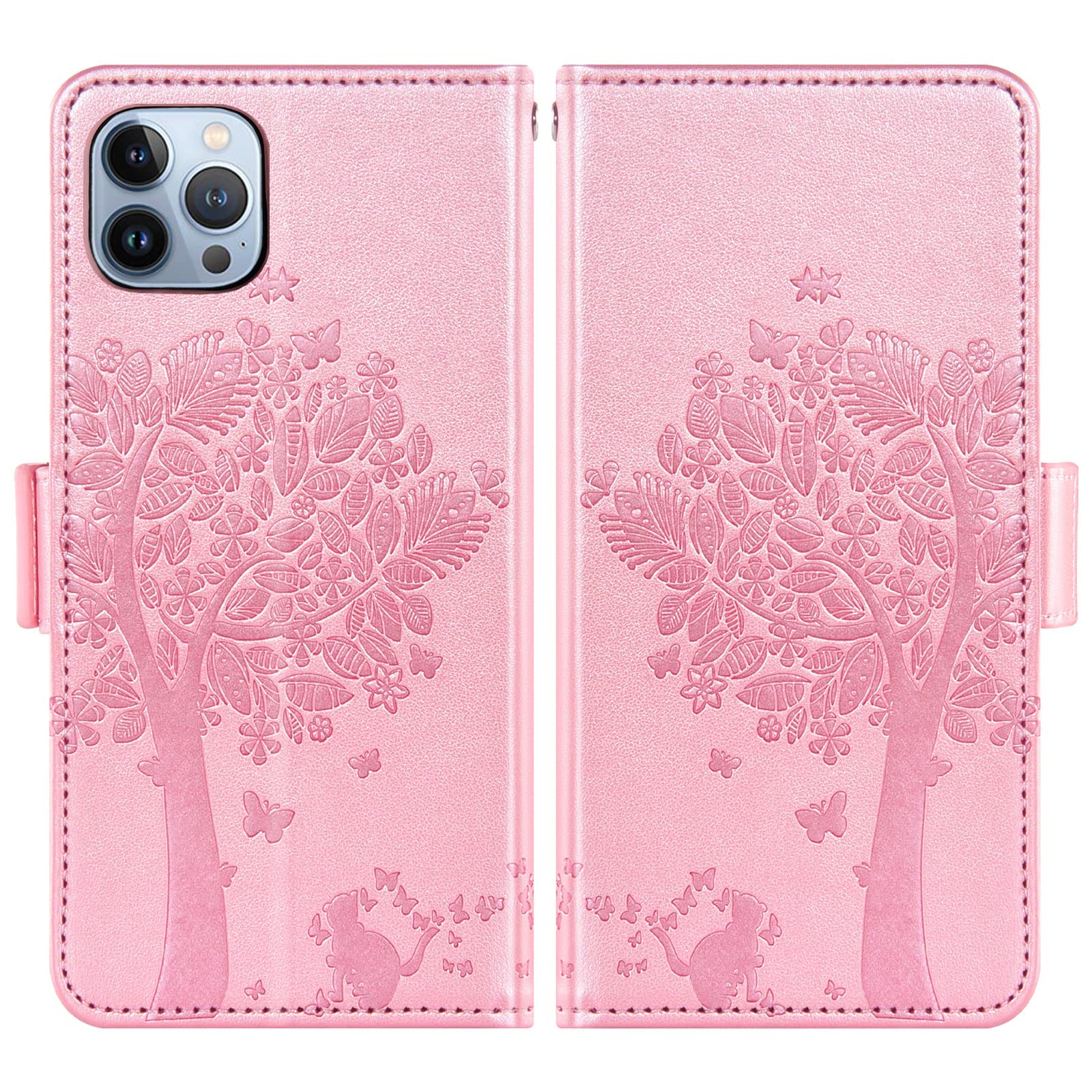 ASUWISH iPhone 13 Pro Case with Wallet, Tempered Glass Screen Protector & Wrist Strap - 6.1