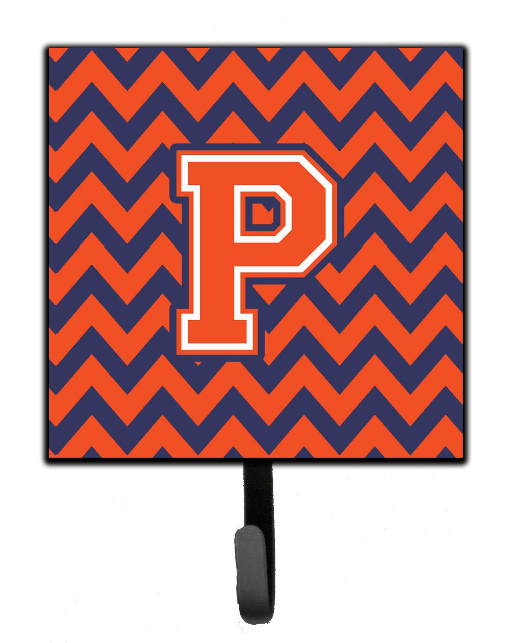 Caroline's Treasures CJ1042-PSH4 Letter P Chevron Orange & Blue Wall Hook - Key Holder, Coat Rack, Leash Hanger for Keys, Towels, Aprons | Perfect for Entryway, Mudroom & Kitchen Organization