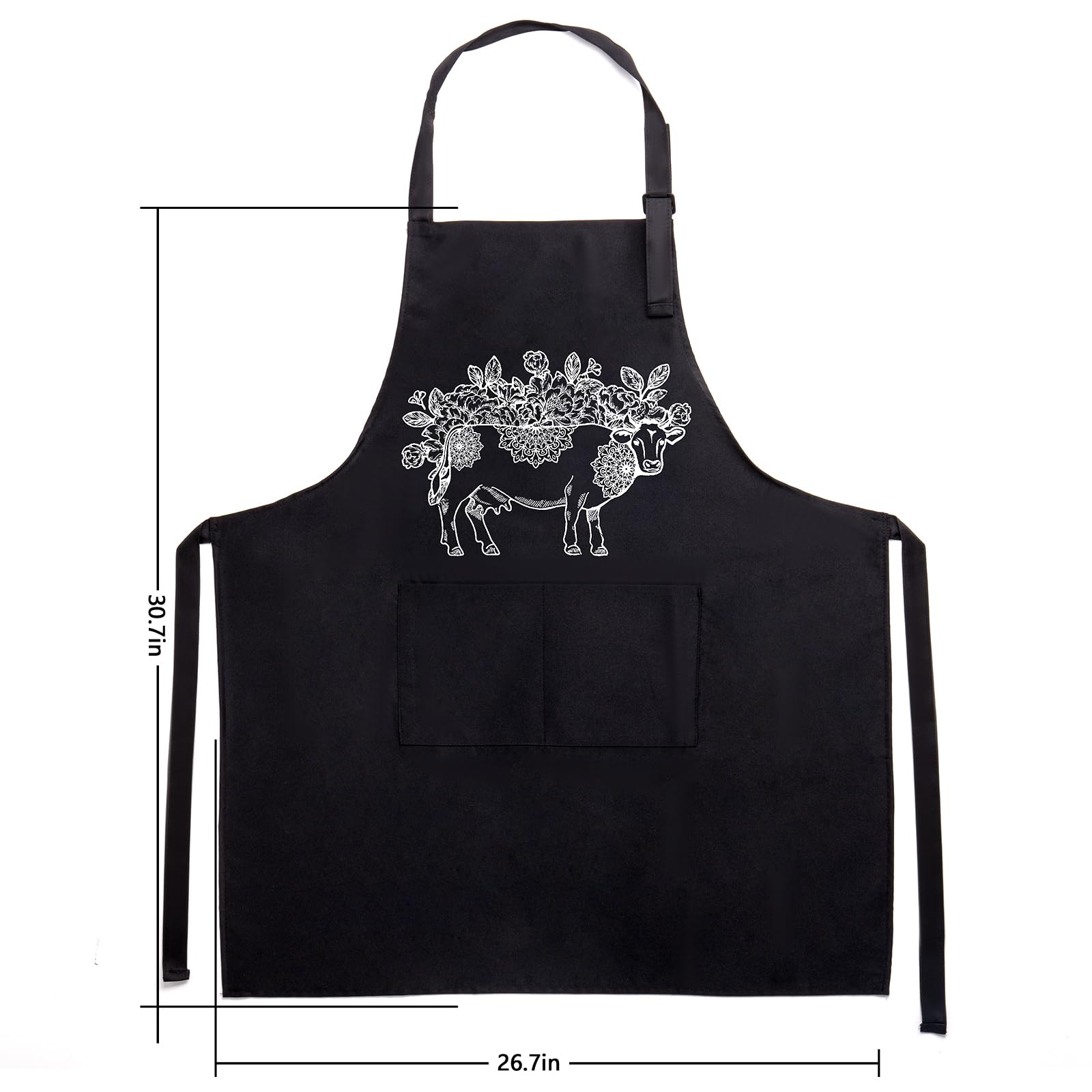 Unique Cow-Themed Kitchen Utensil Set - Bamboo Cooking Spoons & Apron Gift for Women | Perfect Housewarming, Mother's Day & Christmas Present for Cow Lovers | Ideal for Farmhouse Decor & Cooking Enthusiasts