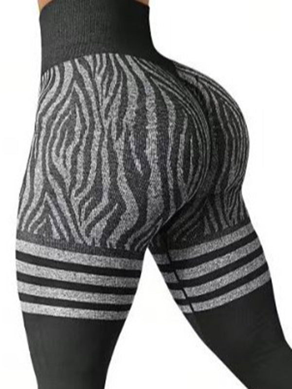 ZASUWA Women's Zebra Print High Waisted Scrunch Butt Lifting Leggings - Yoga, Workout & Casual Wear