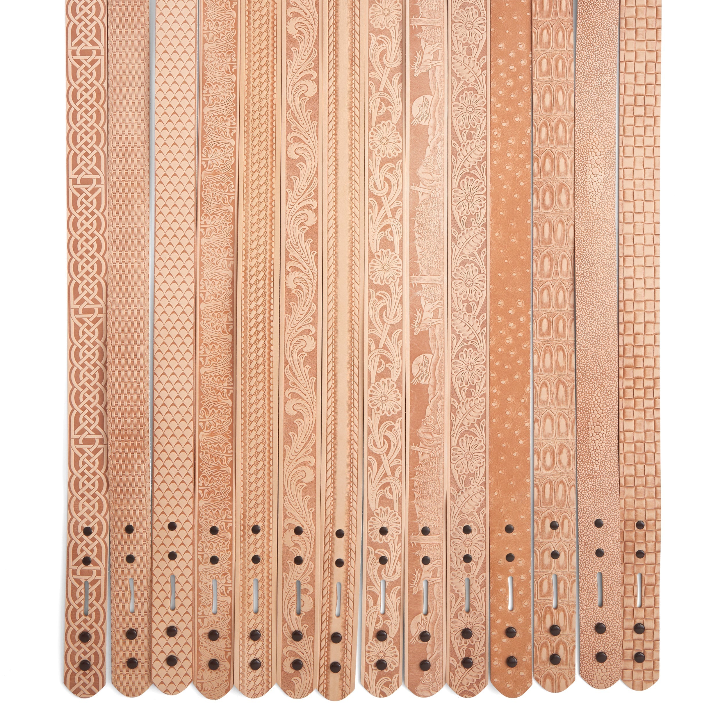 Basketweave & Scallop Edge Embossed Leather Belt Blank for DIY Crafting - Perfect for Handmade Belts, Costume Accessories, and Leatherworking Projects