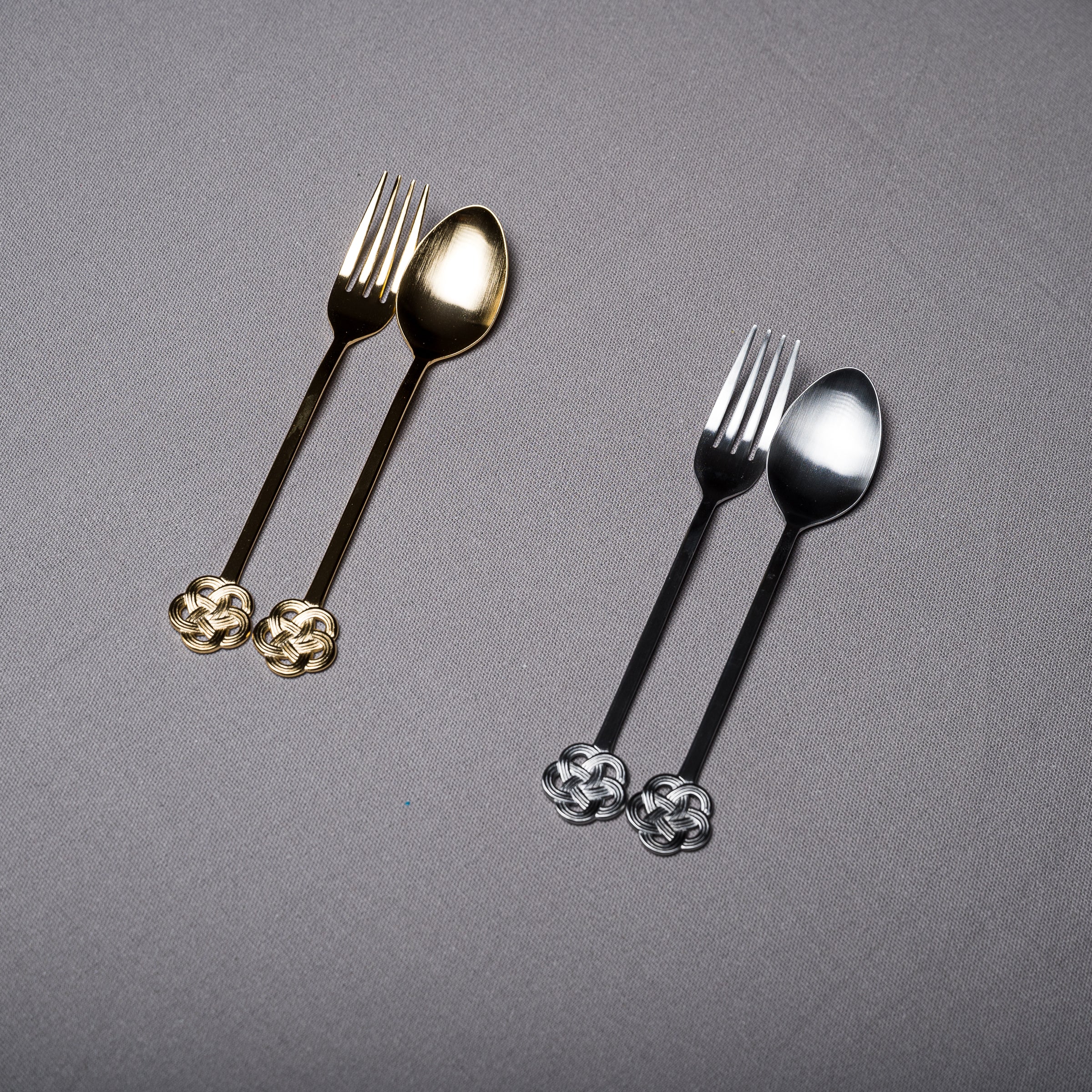 Premium Mizuhiki Stainless Steel Teaspoon & Cake Fork Set - 2 Elegant Colors for Tea Parties, Desserts & Fine Dining