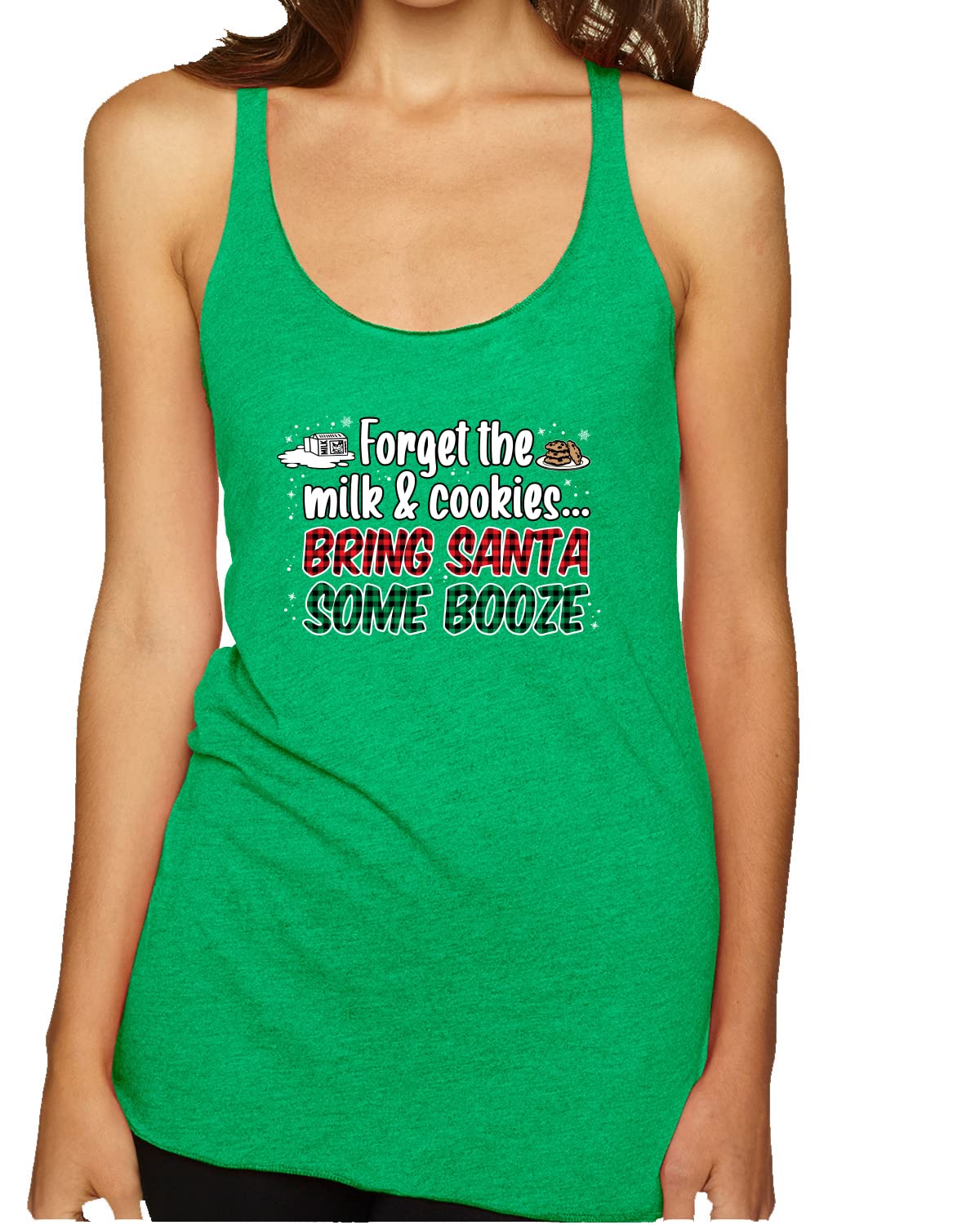 Santa Booze Christmas Tri-Blend Racerback Tank Top - Funny Holiday Party Outfit for Women - Perfect for Ugly Sweater Parties & Festive Gatherings
