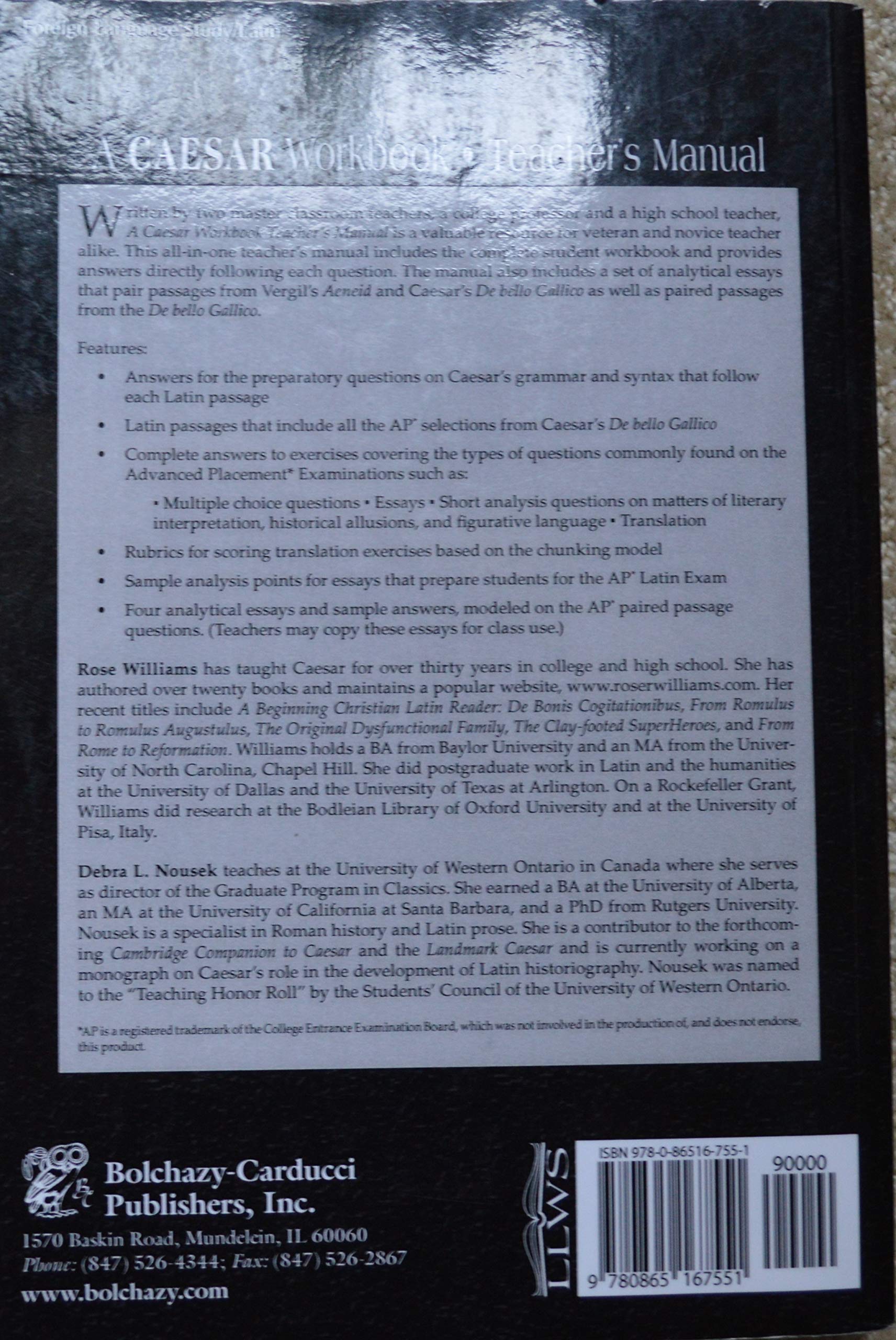 Caesar Teacher's Manual Workbook - Classroom Teaching Guide