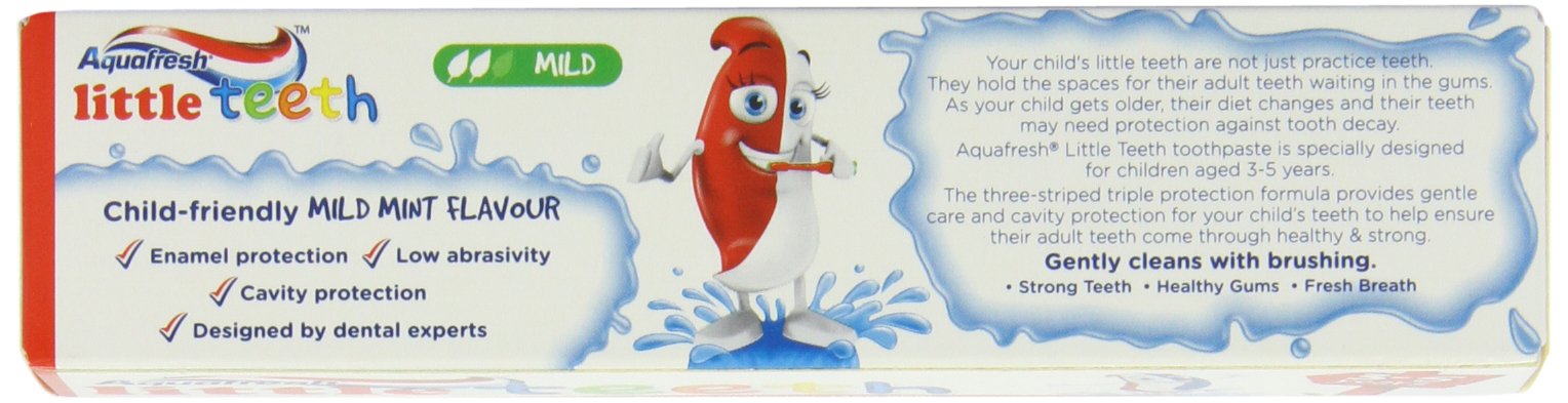 Aquafresh Little Teeth Fluoride Toothpaste for Kids Ages 3-5 Years (50ml, Pack of 2) | Gentle Cavity Protection & Fresh Breath | Perfect for Preschoolers & Kindergarten Daily Oral Care