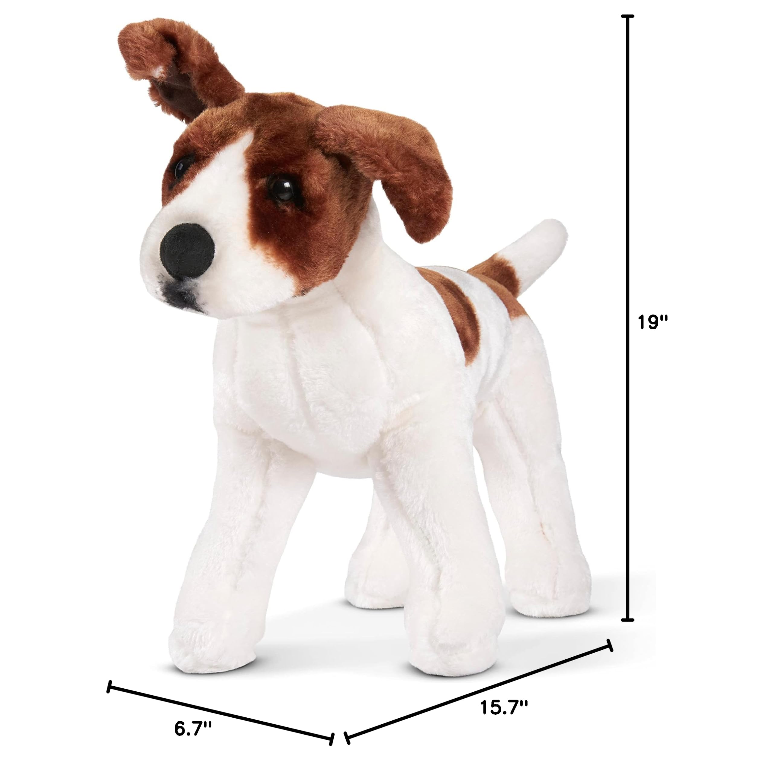 Melissa & Doug Giant Jack Russell Terrier Plush Toy - 12+ Inch Lifelike Stuffed Animal Dog for Kids, Soft & Cuddly Pet Companion - Perfect for Playtime, Nursery Decor & Gift Giving