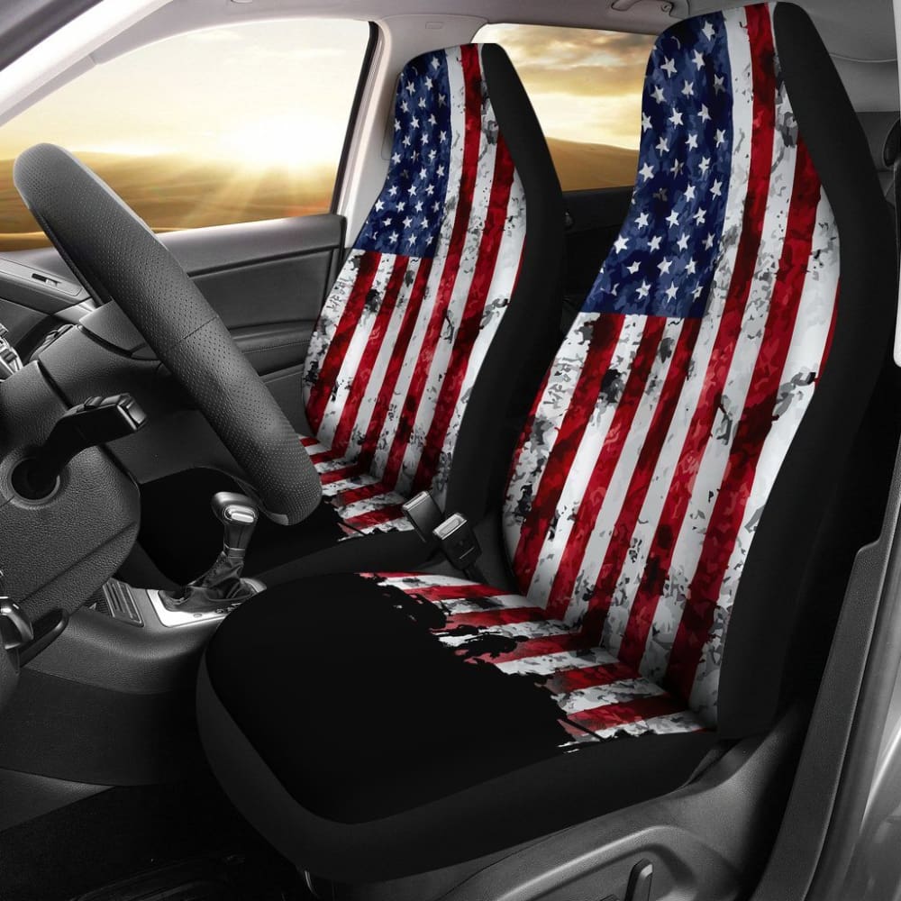 Premium American Military Veteran Car Seat Covers - Durable & Stylish Auto Accessories for Trucks, SUVs & Sedans - Perfect for Road Trips, Daily Commutes & Veteran Support