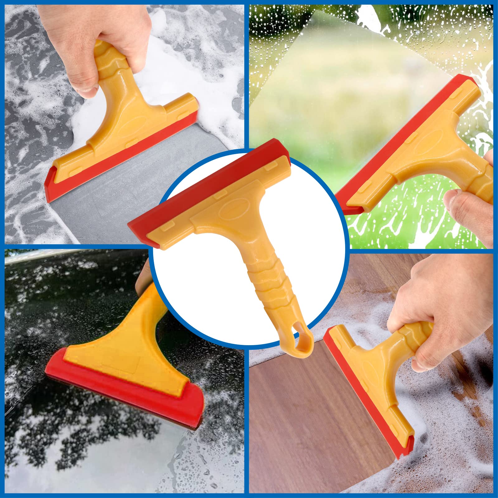 Blade Squeegee - 1 Pack Yellow Shower Glass Squeegee for Car Windshield, Bathroom Mirror & Glass Door - Window Tint Squeegee Tool for Home Cleaning, Auto Detailing & Glass Maintenance