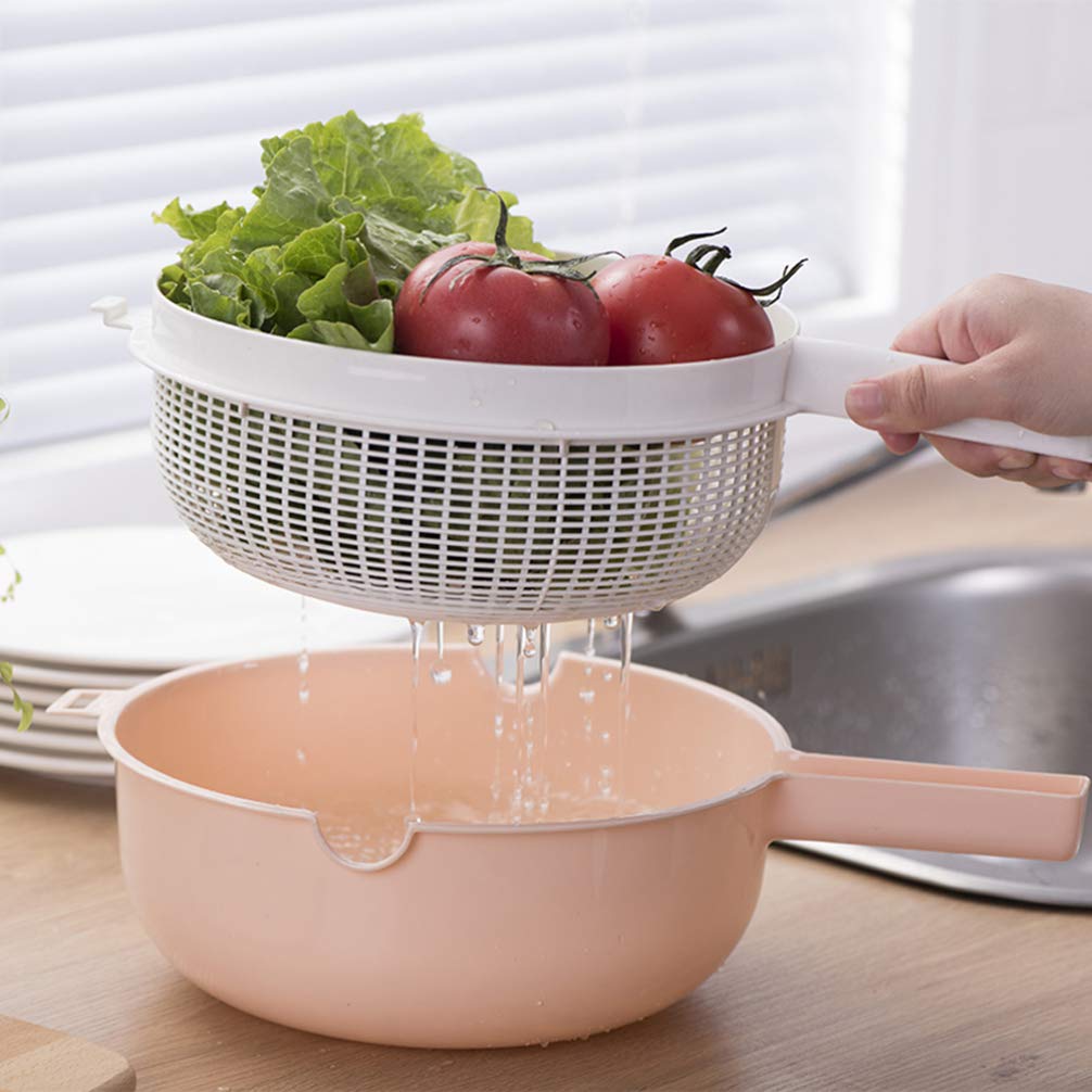 3-Tier Plastic Rice & Vegetable Washing Basket with Drain Holes - Kitchen Colander for Fruits, Veggies, and Grains - Perfect for Meal Prep, Salad Making, and Healthy Cooking