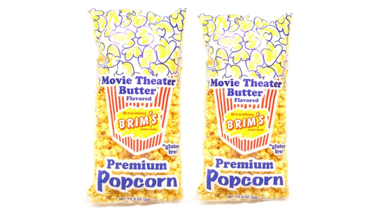 Brim's Butter-Flavored Movie Theater Premium Popcorn - Gluten Free, 8 oz Bags (Pack of 2) - Perfect for Movie Nights, Snacking & Parties