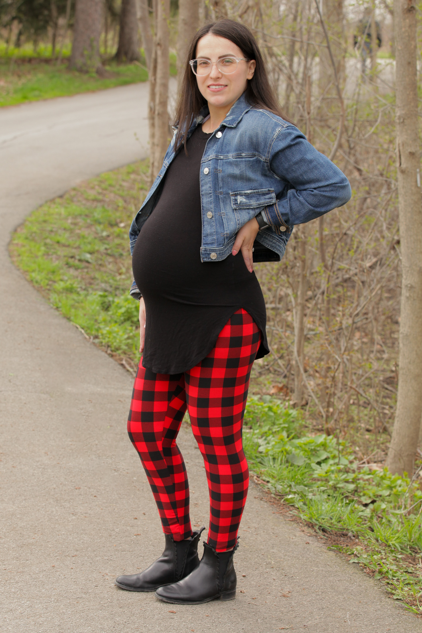 Buffalo Plaid Maternity Leggings - Soft Stretchy Pregnancy Pants for Comfort & Style | Perfect for Work, Yoga & Everyday Wear