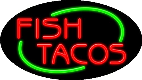 Fish Tacos Glass Neon Sign #14624 - Handmade in USA | Perfect for Bar, Restaurant & Home Decor