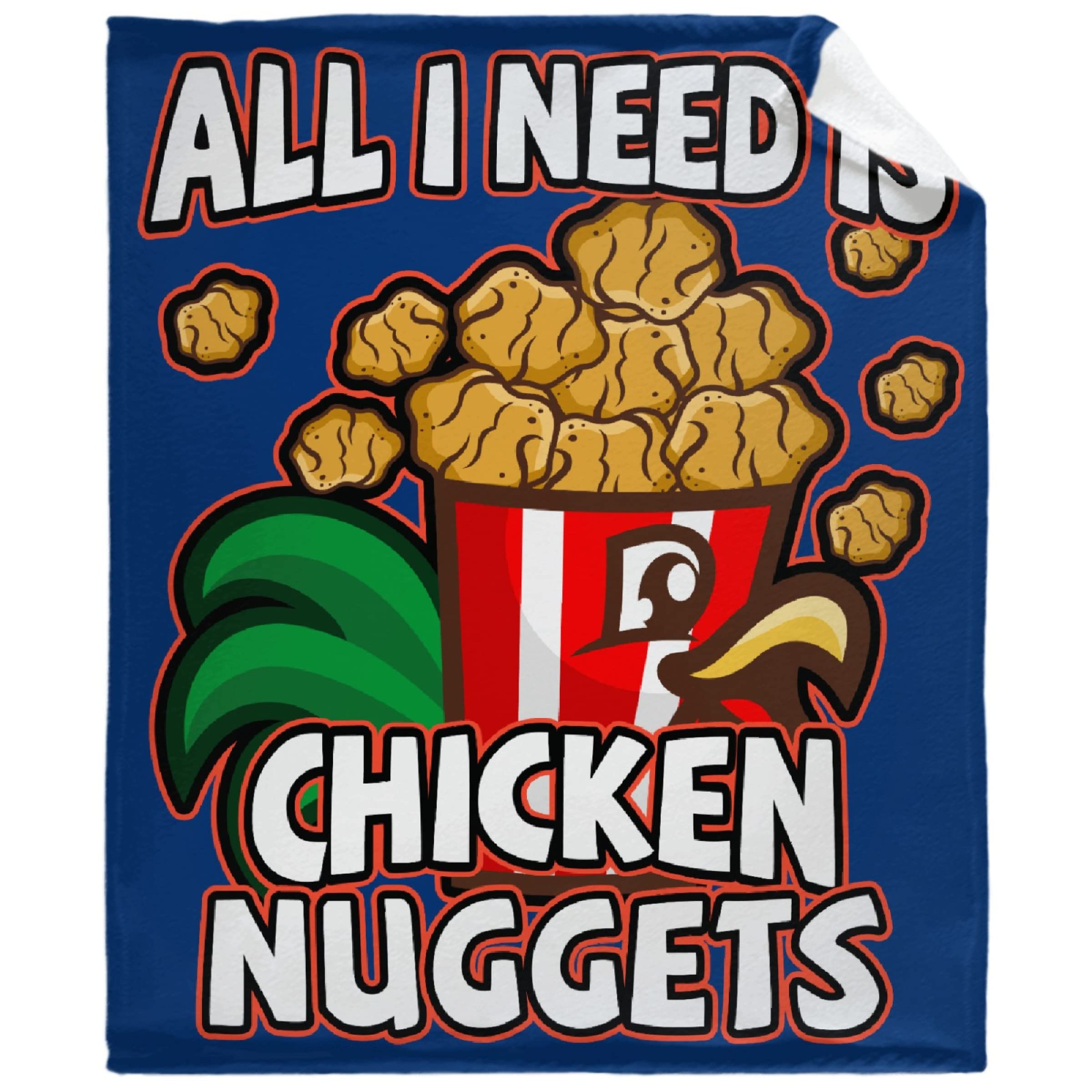Sumedha Funny Food Throw Blanket - 'All I Need is Chicken Nuggets' Cozy Blanket | Lightweight Super Soft Fleece | Perfect Gift for Women, Men, Teens | 120x90 Inches Large Size | Great for Sofa, Bed, Couch, Movie Nights & Camping