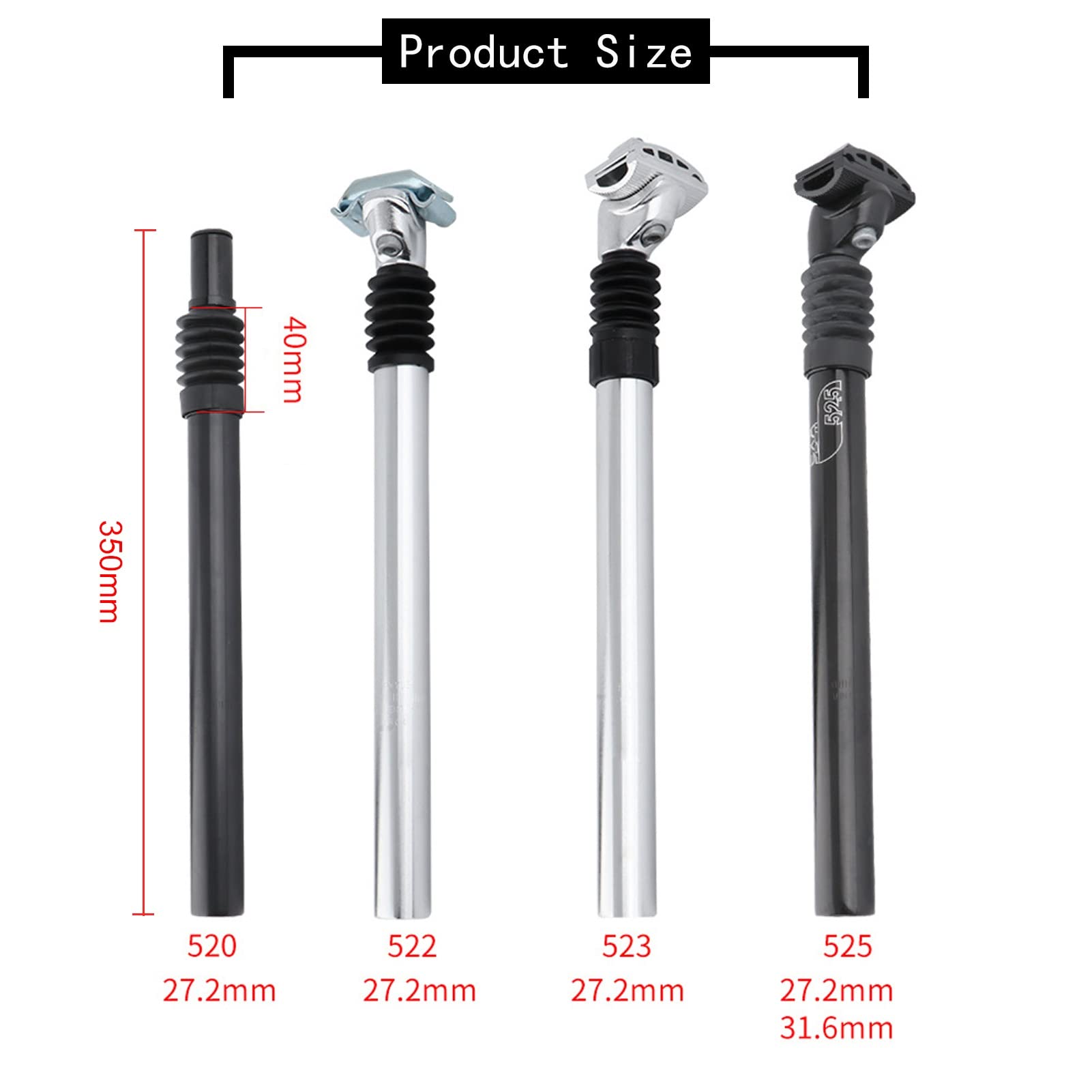 Premium Bike Seat Post - 350mm Length, 27.2mm/31.6mm Diameter - Lightweight Aluminum Alloy for Road & Mountain Bicycles - Durable Black Finish - Perfect for Commuting, Racing & Off-Road Cycling Adventures