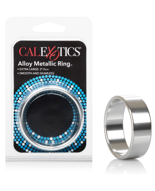 Premium Alloy Metallic Cock Ring - Extra Large 2 Inch Silver - Enhances Pleasure for Men, Couples & BDSM Play