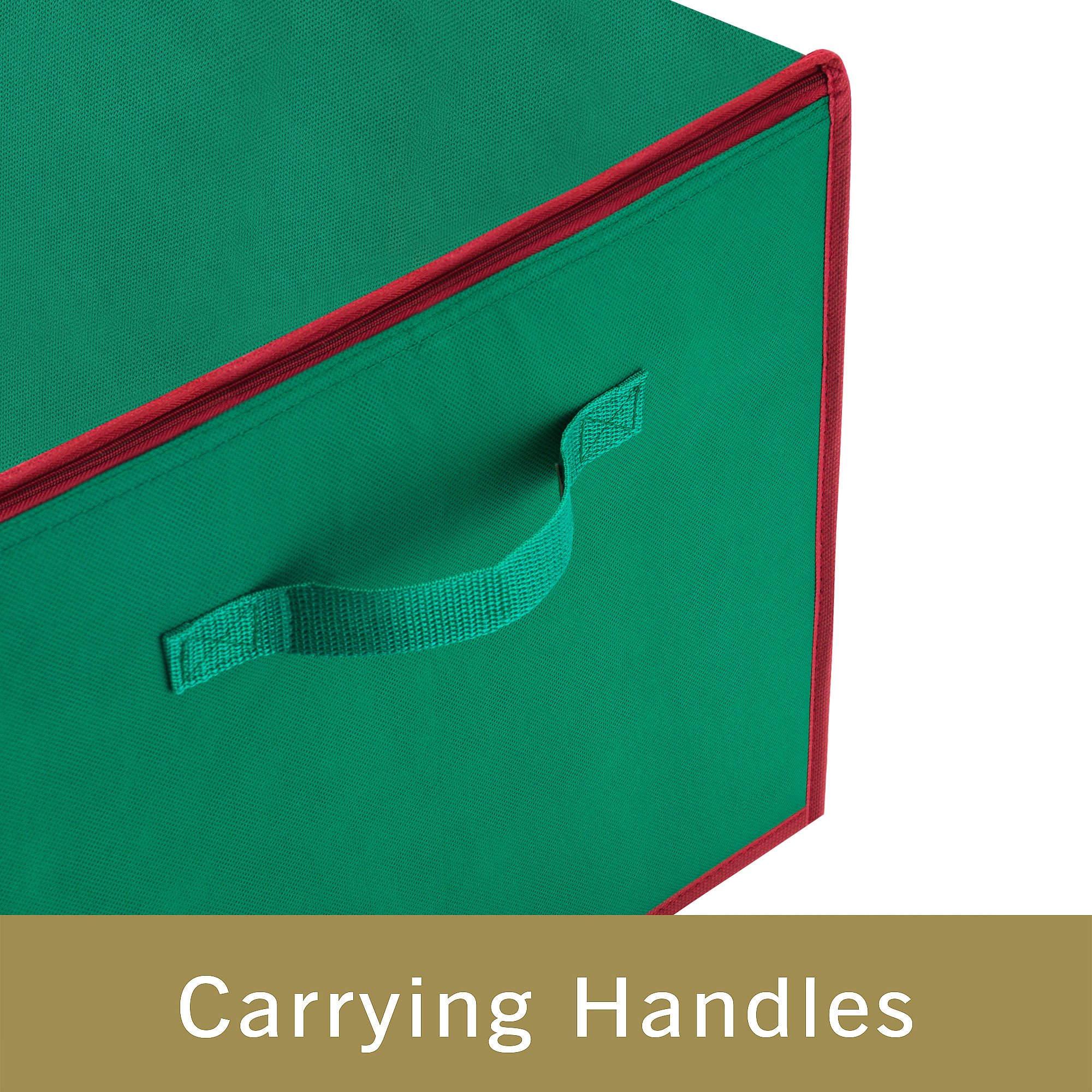 Christmas Ornament Storage Box with Secure Zip Top - Holds 75+ Large Ornaments, Green - Perfect for Holiday Decor Organization & Seasonal Storage