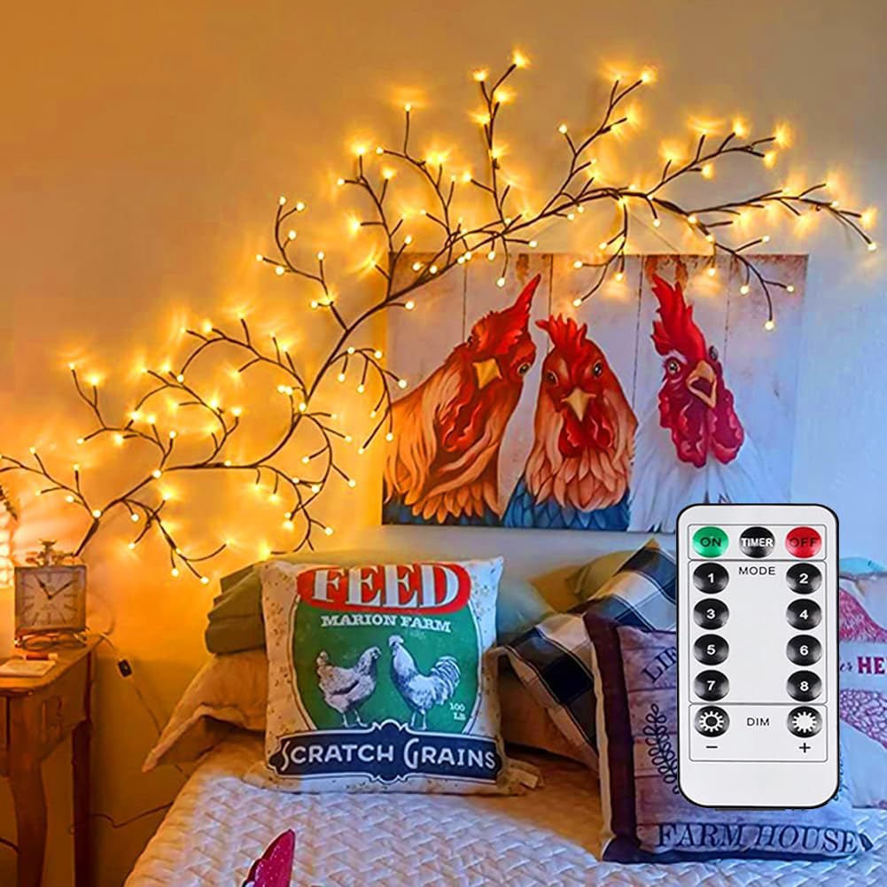 Enchanted Willow Vine Lights with Remote - 144 LED Fairy Lights for Christmas, Room, Bedroom & Living Room Decor - 8 Lighting Modes Artificial Plant Branches for DIY Home Decoration | Perfect for Weddings, Parties & Holiday Decorations