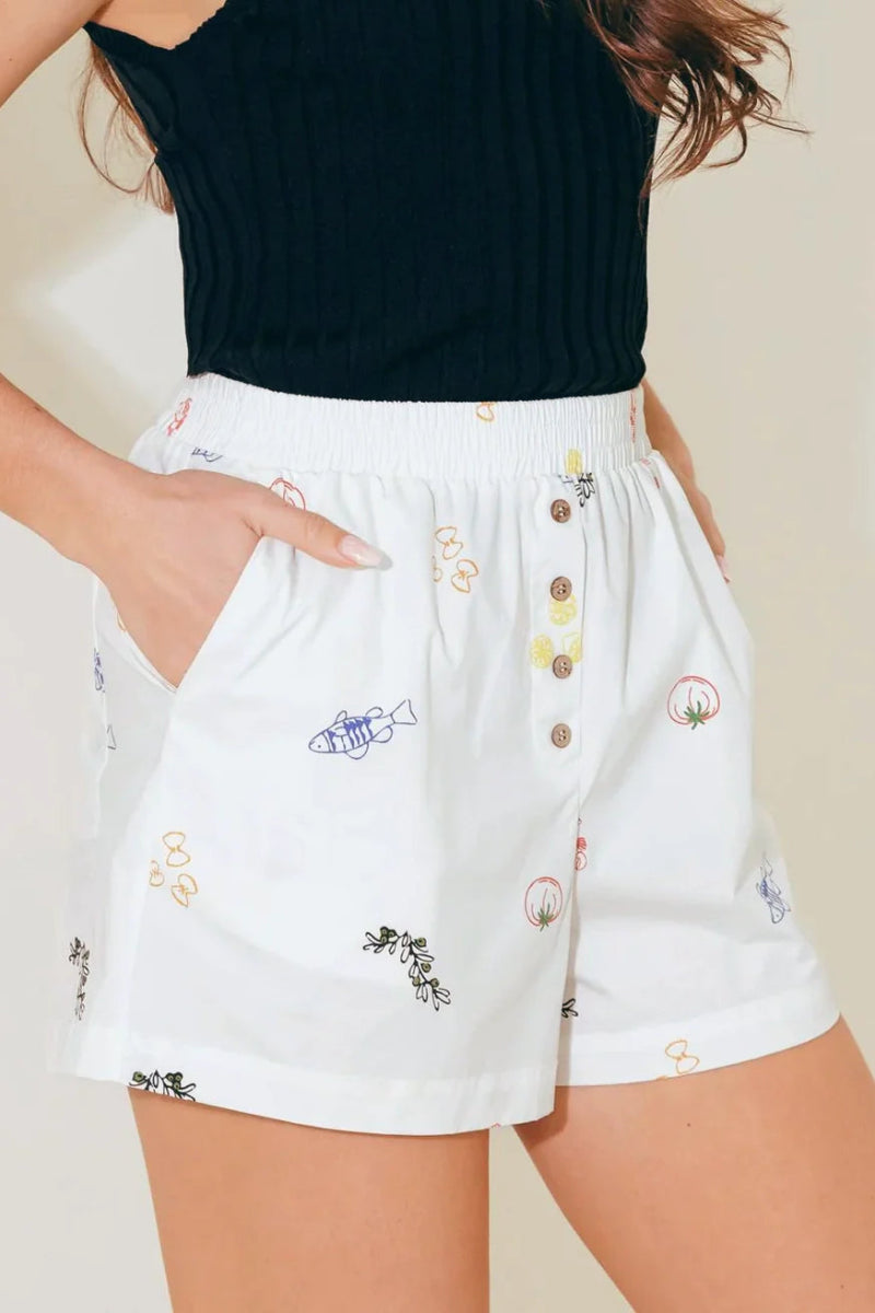 AFTER HOURS Women's White Woven Shorts - Comfortable Casual Summer Shorts for Beach, Vacation & Everyday Wear