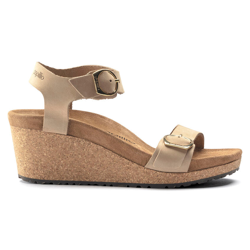 Birkenstock Soley Ring Buckle Nubuck Leather Wedge Sandals for Women - Comfortable Arch Support Summer Shoes | Perfect for Beach, Vacation & Casual Outfits