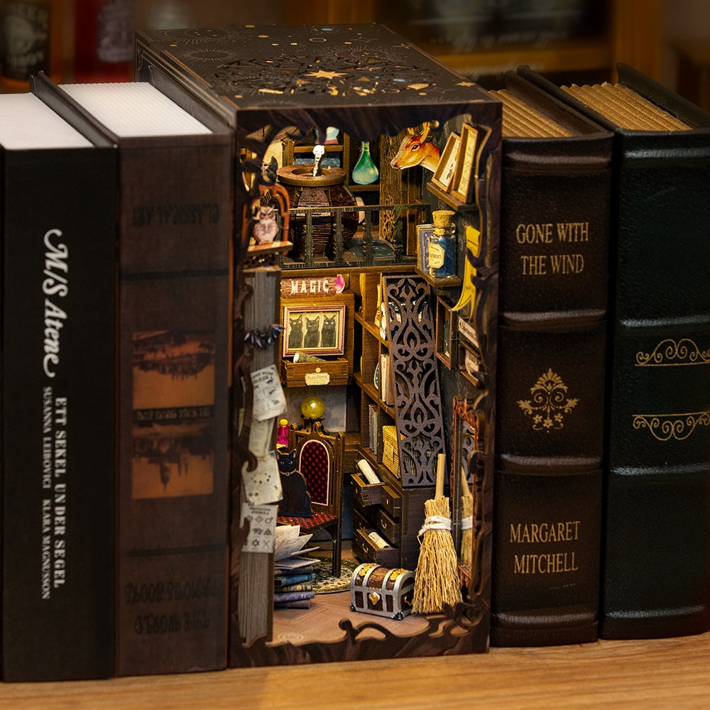 Magic Pharmacist Book Nook Kit with Dust Cover - DIY Miniature Bookshelf Decor for Home, Office & Gifts | Perfect for Book Lovers & Collectors