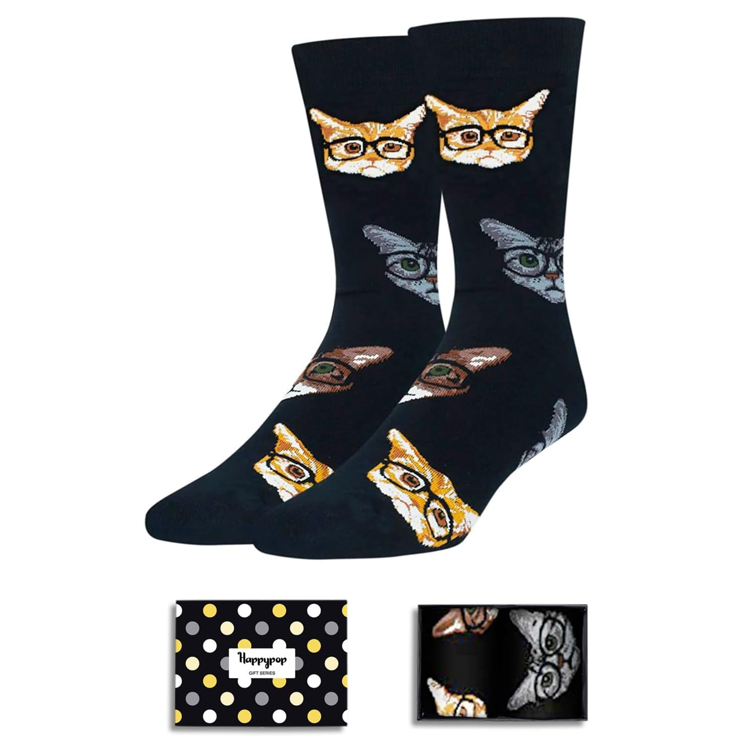 Funny Animal Socks for Men - Novelty Crazy Socks with Donkey, Cat, Wolf, Sloth, Flamingo & Bear Designs - Perfect Gift for Birthday, Christmas & Casual Wear