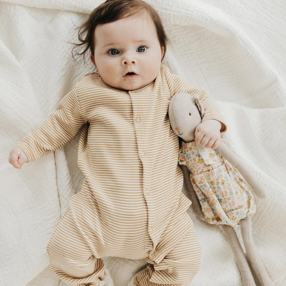 Stylish Ribbed Stripe Cotton One-Piece Dress in Caramel - Perfect for Casual Outings, Beach Cover-Ups & Summer Fashion