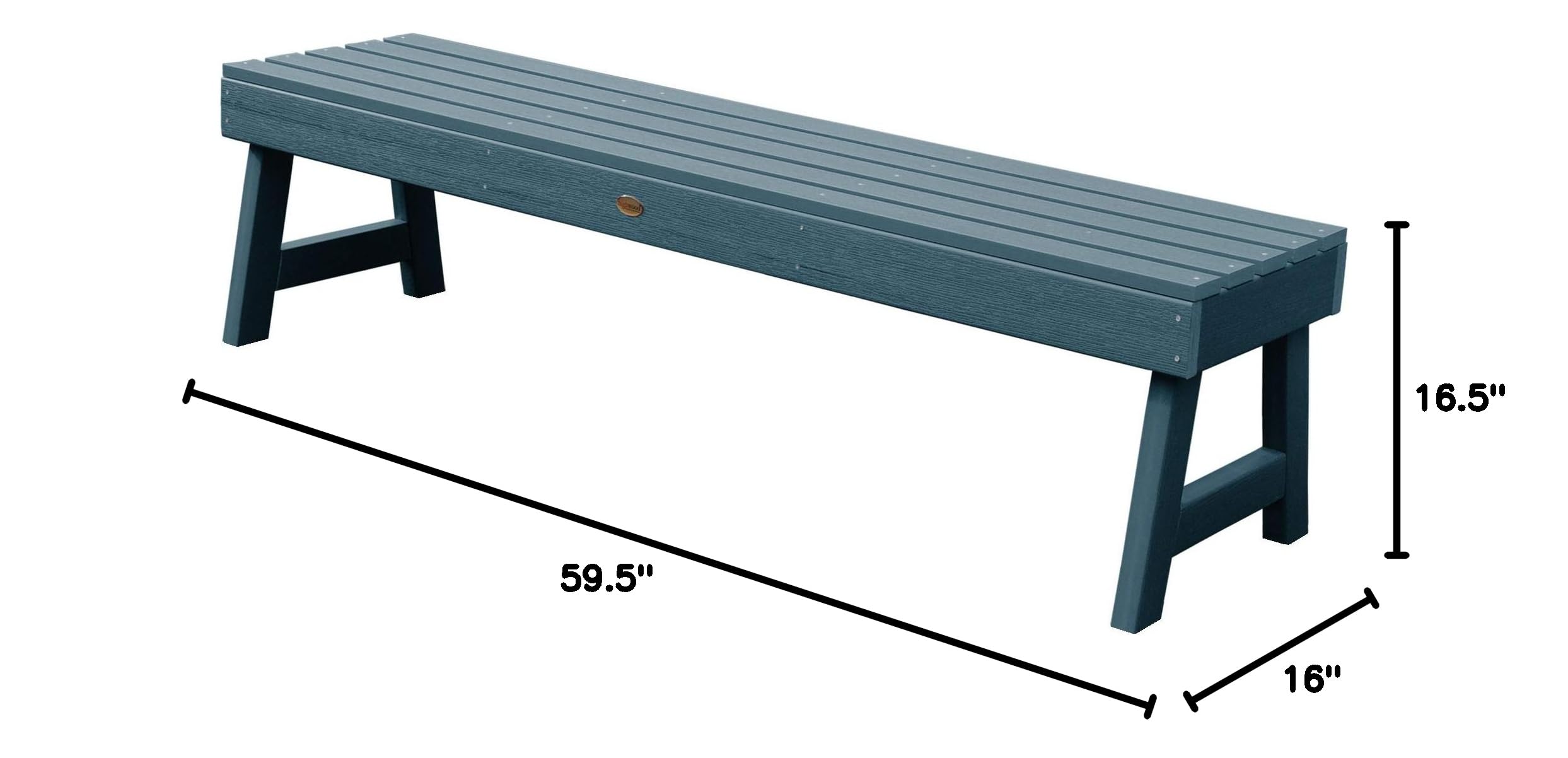 Highwood Weatherly Backless Bench 5 Feet Nantucket Blue - Durable Outdoor Patio Furniture for Garden, Deck, and Poolside Seating