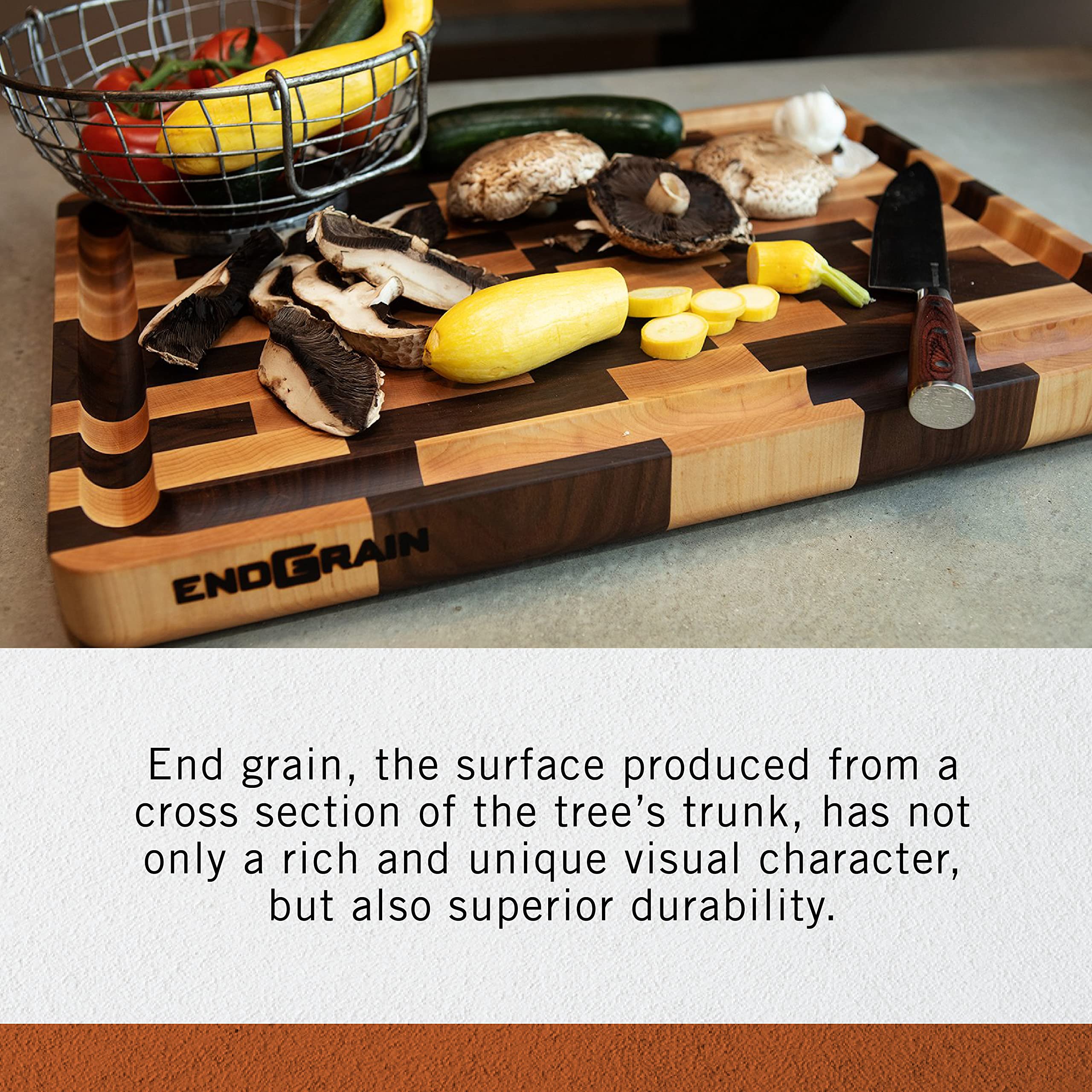 Premium End Grain Maple Cutting Board with Juice Channel - 18