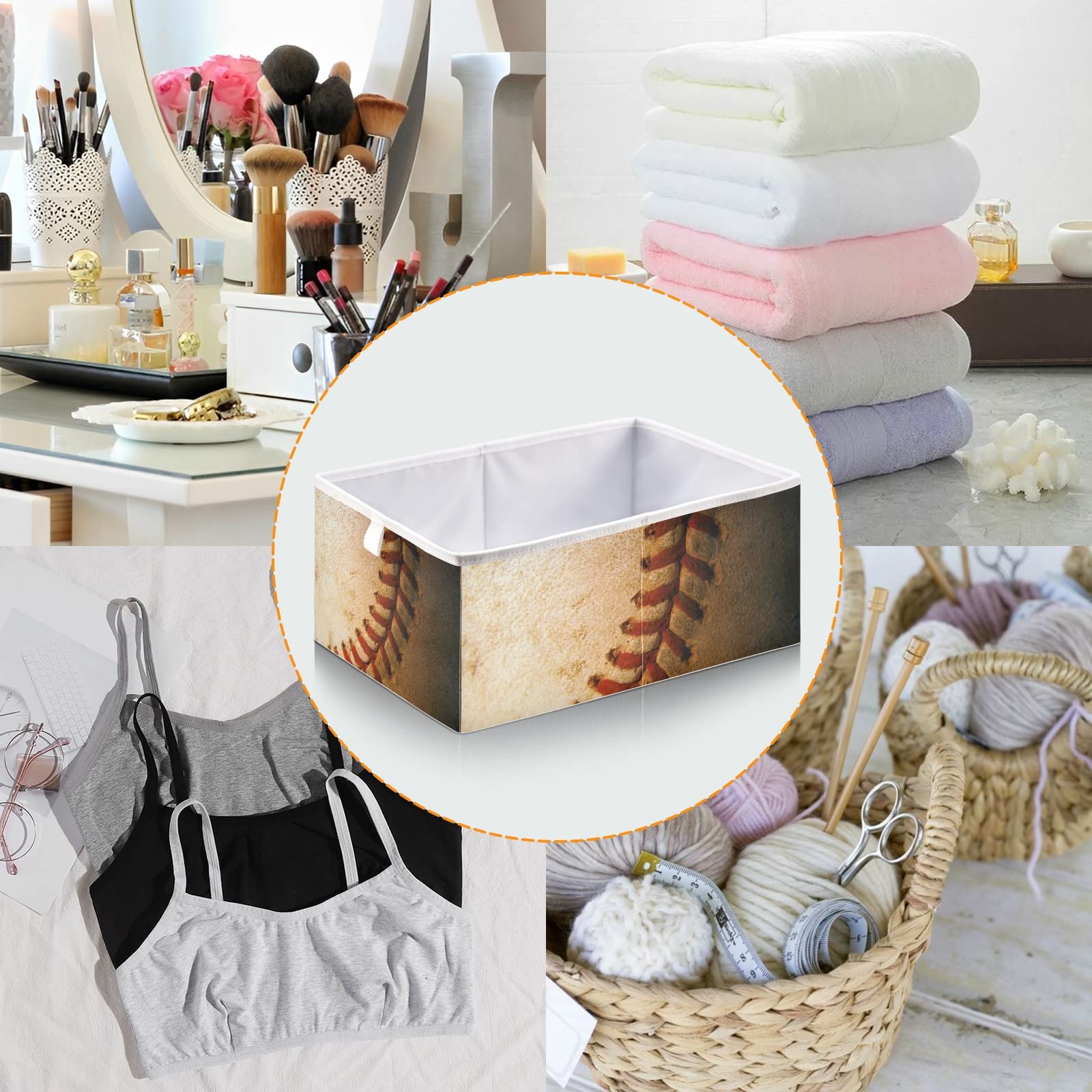 Collapsible Square Fabric Storage Bins - Foldable Cloth Baskets for Baseball Gear, Home Organization, Shelves & Closet Storage | Perfect for Nursery, Bedroom & Sports Equipment Storage
