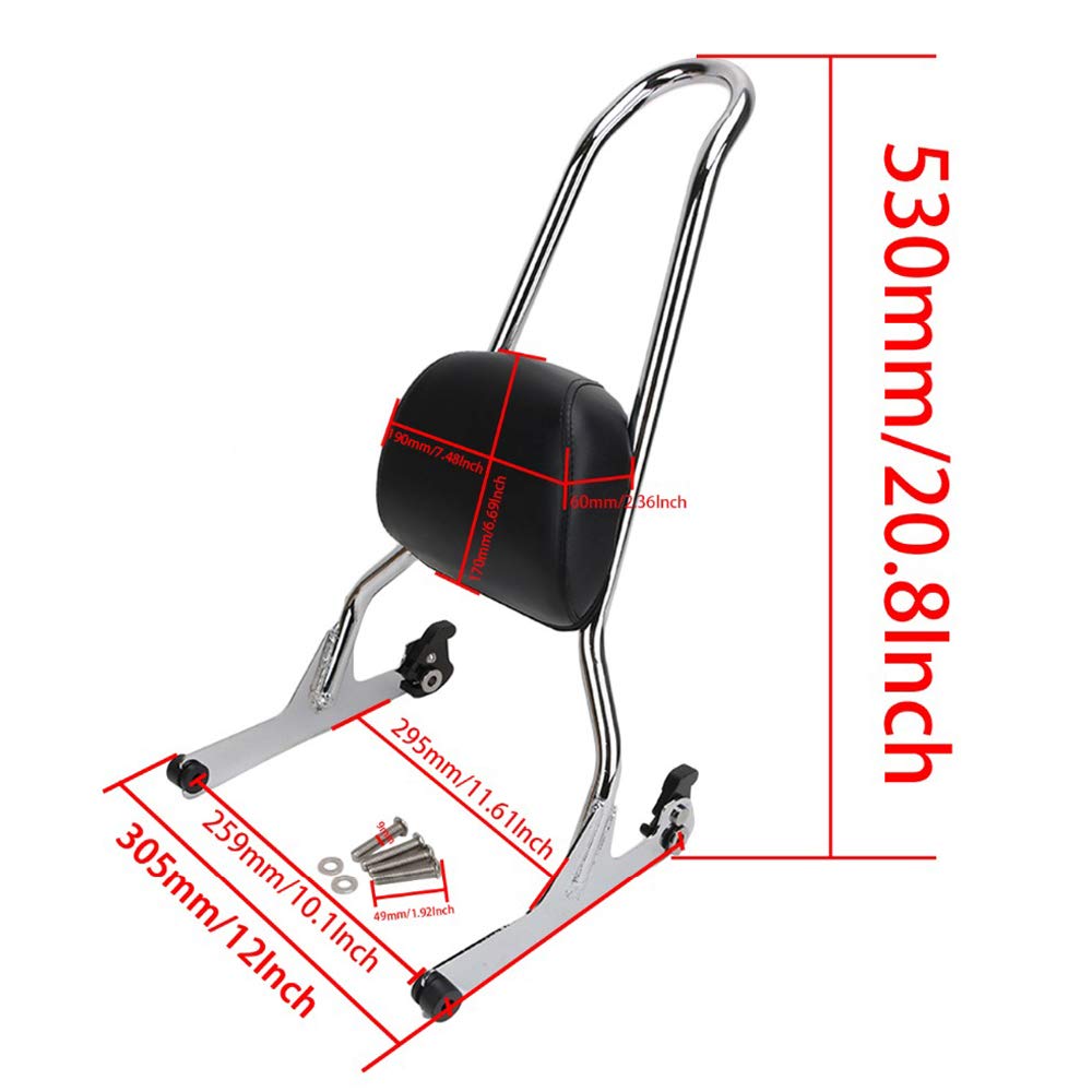 GUAIMI Luggage Rack & Sissy Bar Backrest Cushion Pad for Harley Fatboy FLSTF Softail CVO Custom FXSTC - Comfortable Passenger Seat Support for Long Rides & Motorcycle Travel