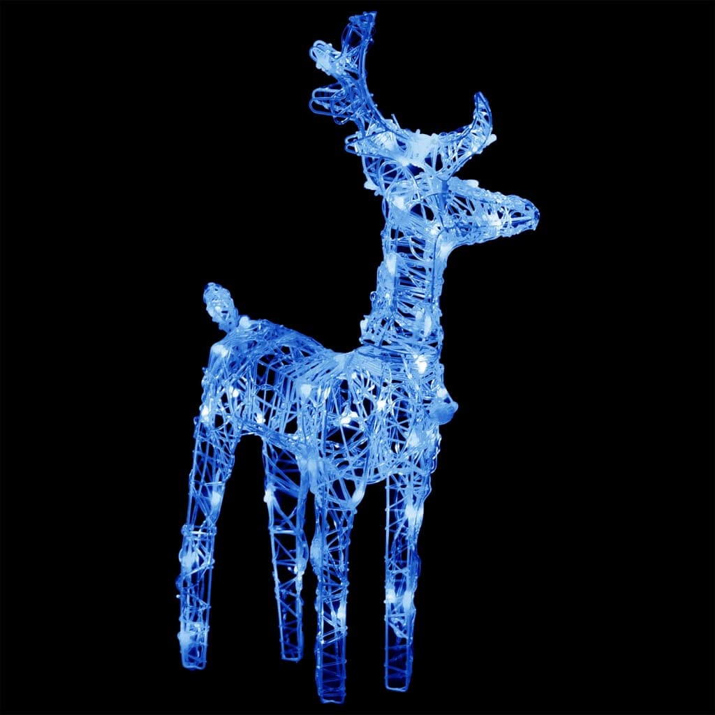 CHARMMA 2 Reindeers & Sleigh Christmas Decor with 160 LED Lights - Blue Acrylic Holiday Yard Decoration (51.2