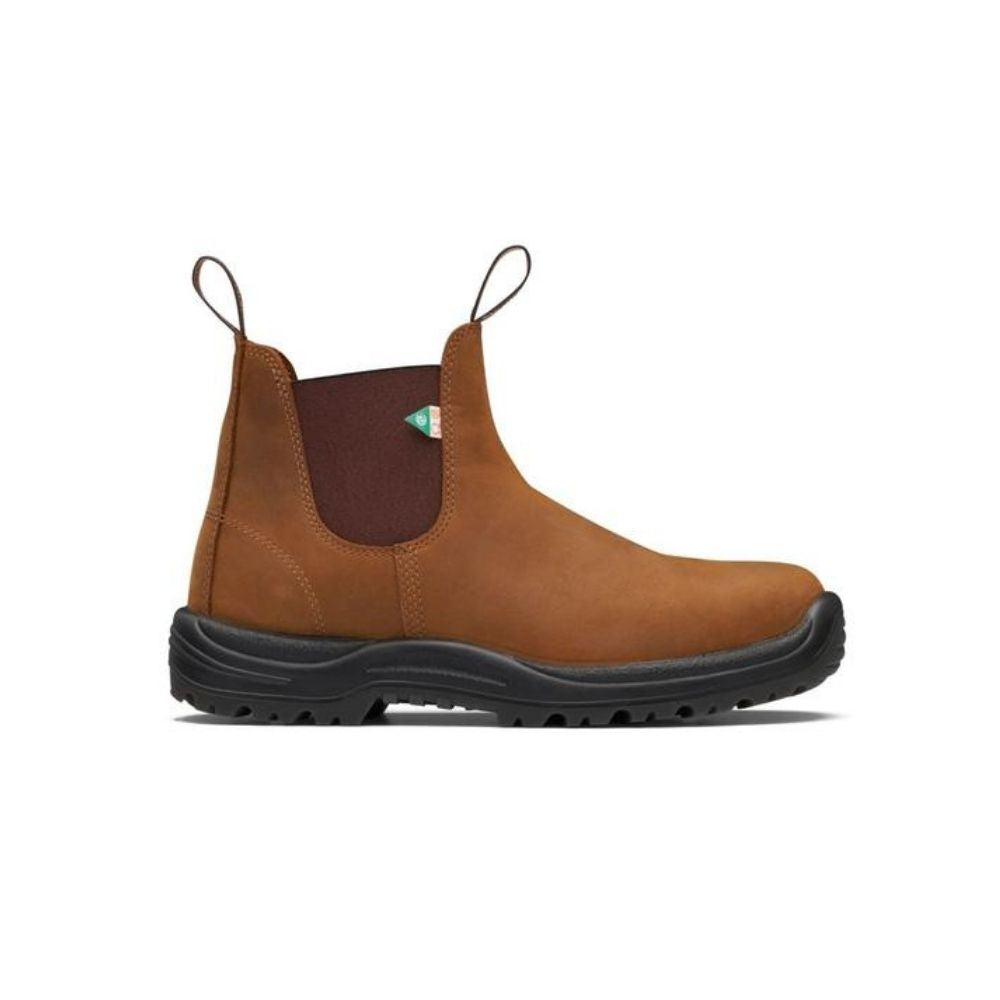 Blundstone 164 Brown Unisex Steel Toe Slip-On Work Boots - Safety Shoes for Construction, Warehouse & Outdoor Work