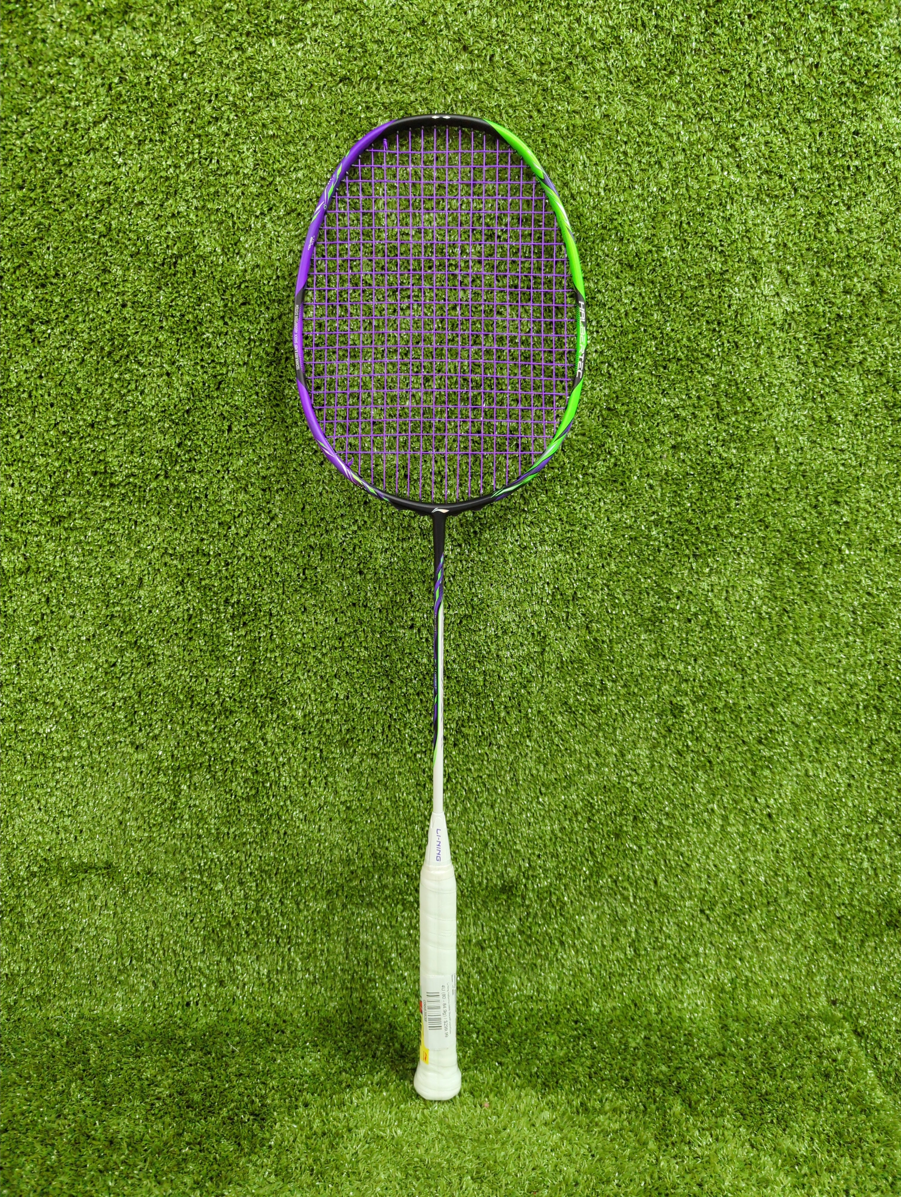 Li Ning Halbertec 9000 Badminton Racket - Prestrung with Black/Purple/Green Design | Professional Sports Equipment for Competitive Play & Training | Made in China