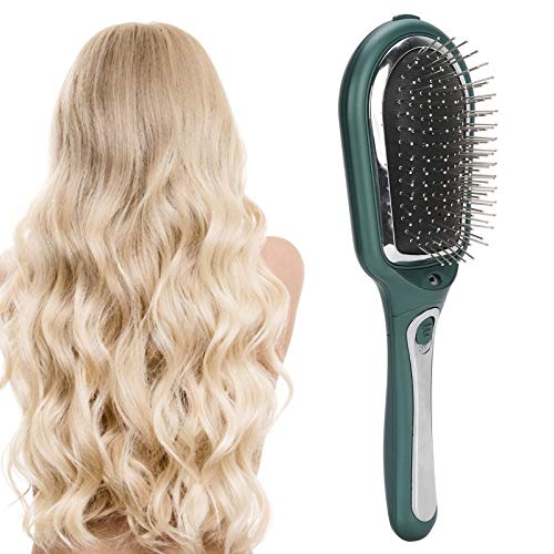 Electric Negative Ion Massage Comb - Vibrating Scalp Massager Brush with Magnetic Therapy for Hair Growth & Relaxation | Home & Travel Use for Stress Relief (Green)