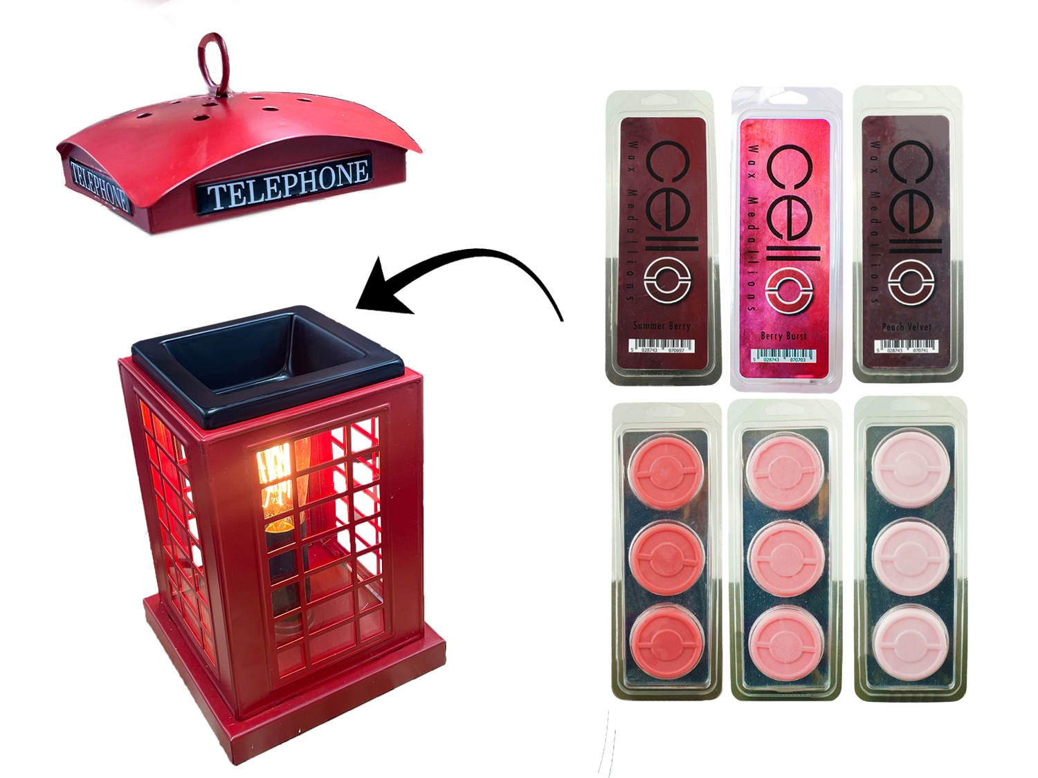 Vintage-Style Cello Telephone Box Electric Wax Warmer - Aromatherapy Wax Melt Burner for Home, Office & Spa Relaxation