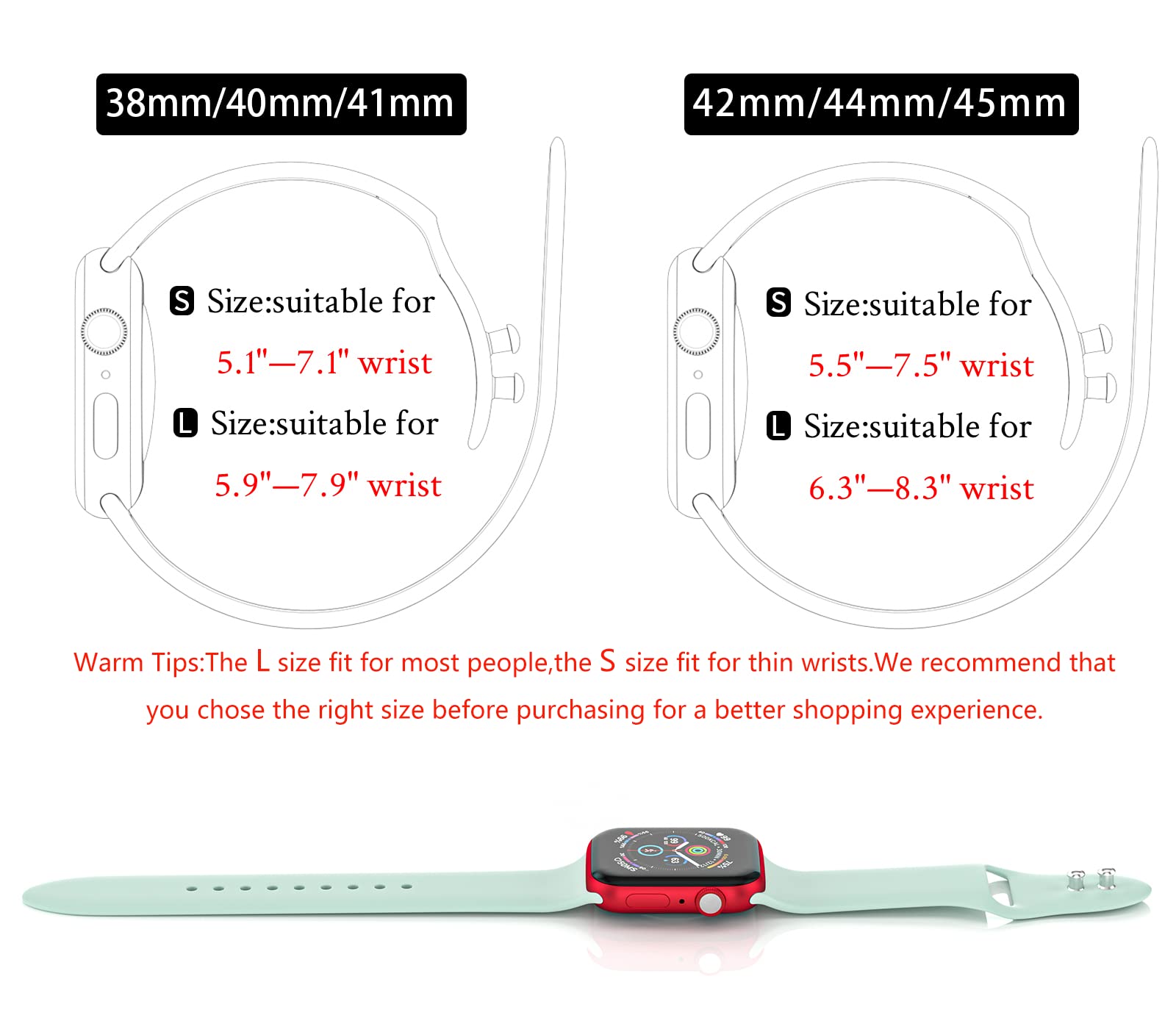3 Pack Soft & Breathable Silicone Sport Bands for Apple Watch 38mm/40mm/41mm/42mm/44mm/45mm - Compatible with iWatch Series 7/6/5/4/3/2/1/SE - Replacement Wristband with Metal Buckles for Women & Men - Perfect for Workouts, Running & Daily Wear