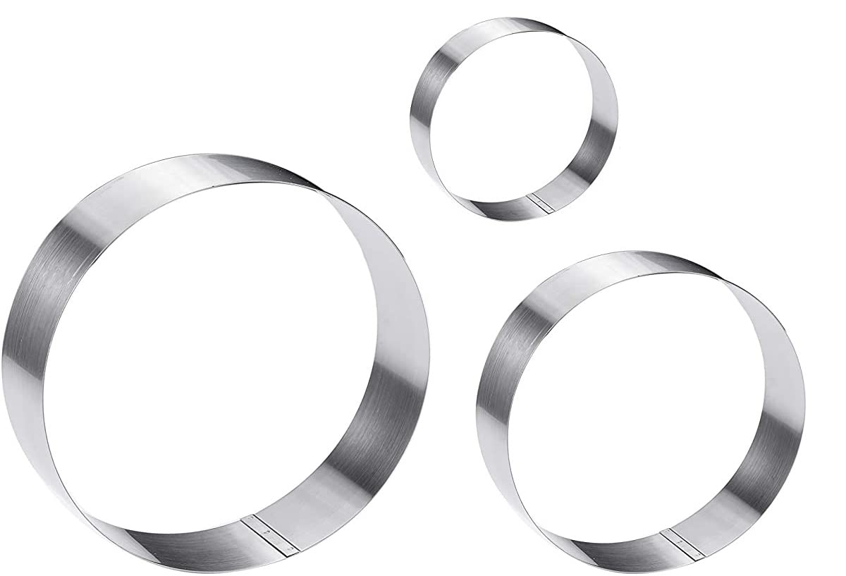 Siking Stainless Steel 4/6/8 Inch Round Cake Ring Mold - Professional Baking Tool for Mousse, Cheesecake, Pancakes, Cookies, Salads & Onigiri (11-3cm Height) - Perfect for Home Baking & Dessert Making