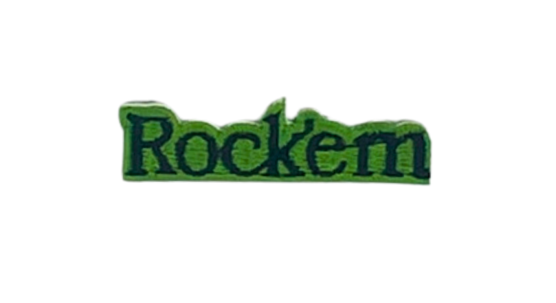 Rock'em Logo Hat Patch - Custom Iron-On Embroidered Patch for Caps, Jackets & Bags - Perfect for DIY Fashion, Branding & Gifts