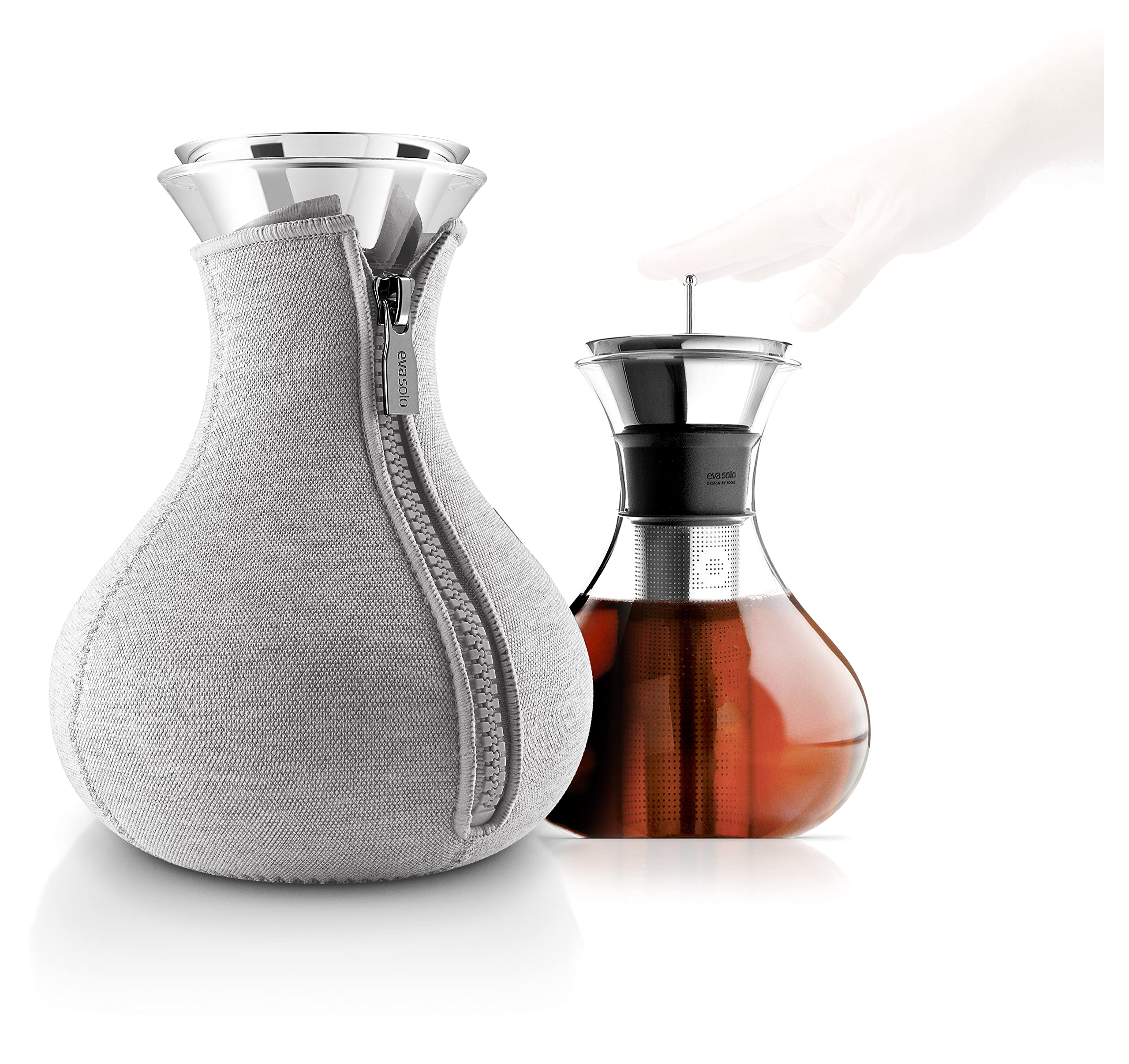 Eva Solo Tea Maker 1.0L - Drip-Free Borosilicate Glass with Insulating Neoprene Cover | Premium Danish Design for Perfect Tea Brewing | Light Grey | Ideal for Home, Office & Gift Giving