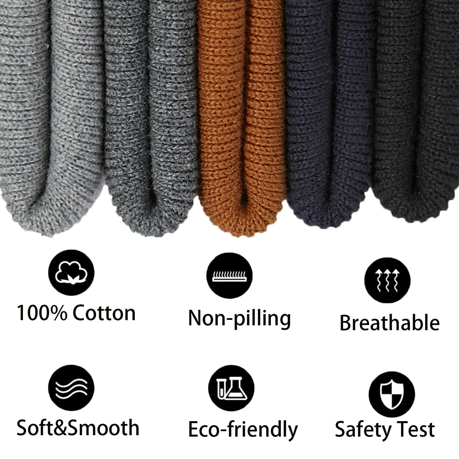 100% Cotton Unisex Beanie Hats for Women & Men - Soft Warm Winter Knit Cuffed Fisherman Skull Cap - Perfect for Outdoor Activities, Skiing, Hiking and Cold Weather Protection