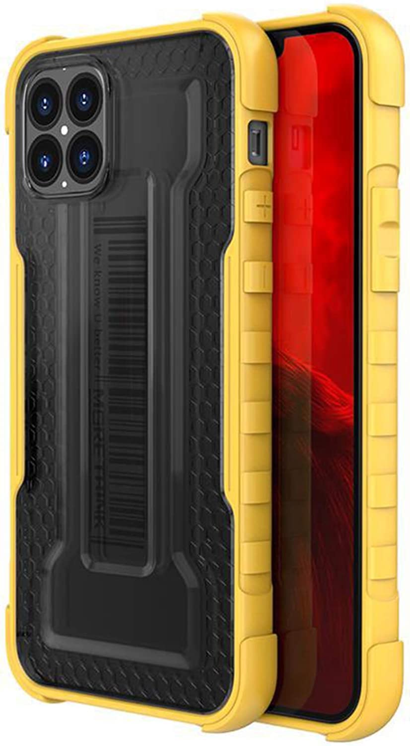 SHUYAO Military Grade Shockproof iPhone 12 Pro Max Case (6.7 inch) - Translucent Yellow Protective Cover with Silicone Bumper | Dustproof & Full Body Protection | Perfect for Outdoor Activities, Travel & Daily Use