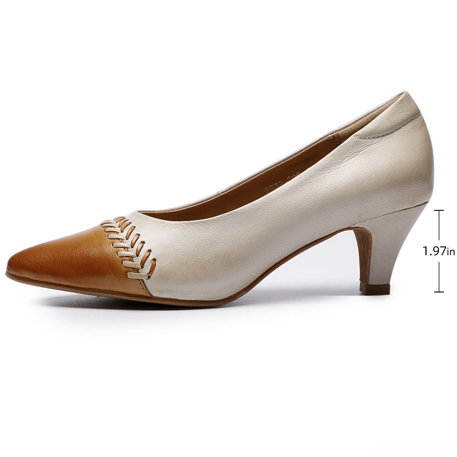 Mona Flying Women's Leather Pump Shoes - Medium Heel Pointed Toe Professional Dress Shoes for Women | Perfect for Office, Business Meetings & Formal Occasions