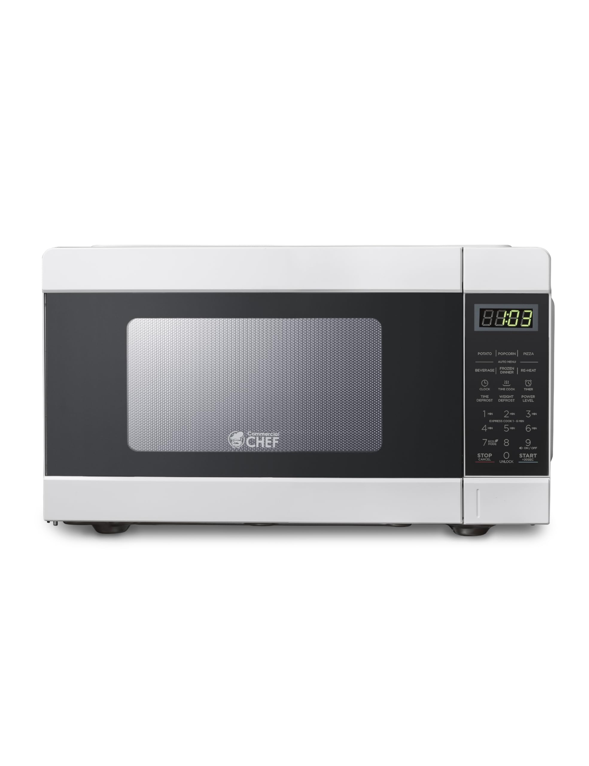 Commercial CHEF CHM990W 900 Watt Countertop Microwave Oven - 0.9 Cu.Ft Compact White Microwave for Small Kitchen, Office, Dorm Room - Fast Heating & Defrosting with 10 Power Levels