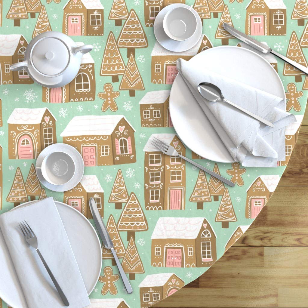 Custom Gingerbread Village House Christmas Tablecloth - 90