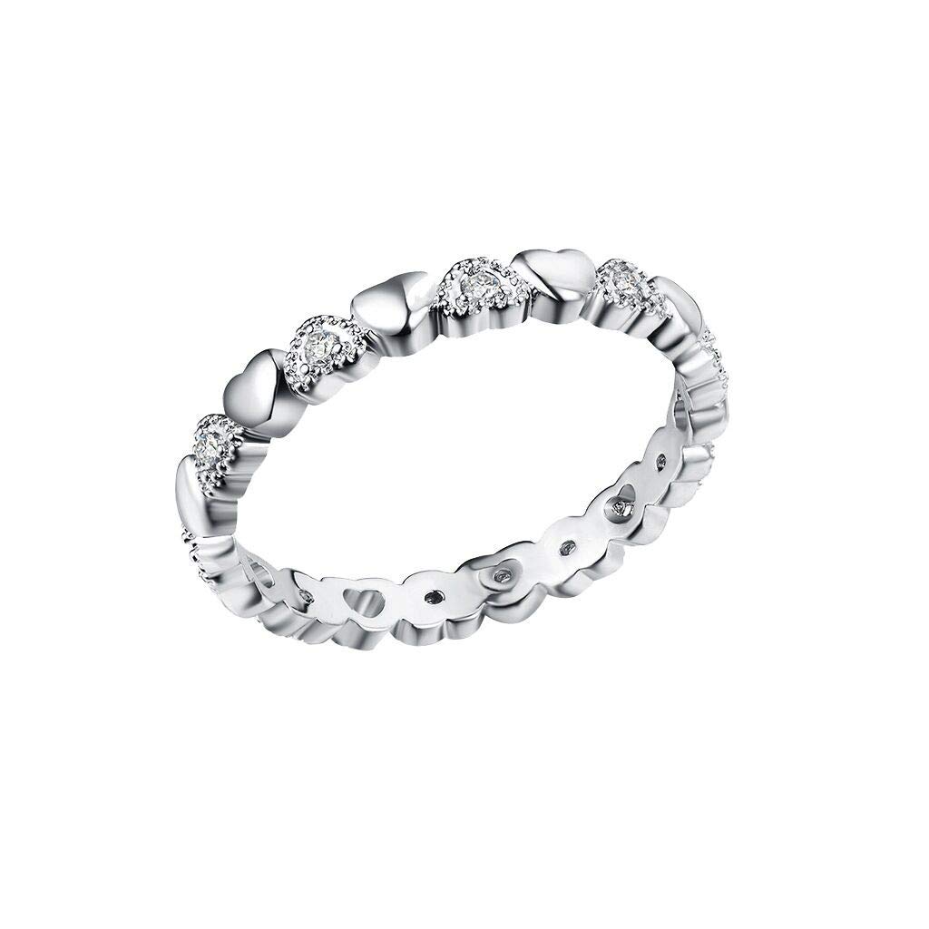 Gorgeous Diamond Snake Ring Set for Women - Elegant Round Love Jewelry in Silver (Size 8) - Perfect for Valentine's Day, Anniversary Gifts & Romantic Proposals